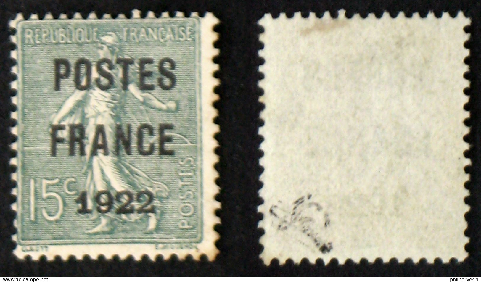 N° PREO 37 15c POSTES FRANCE 1922 TB NSG Cote 700€ Signé JF Brun - 1893-1947