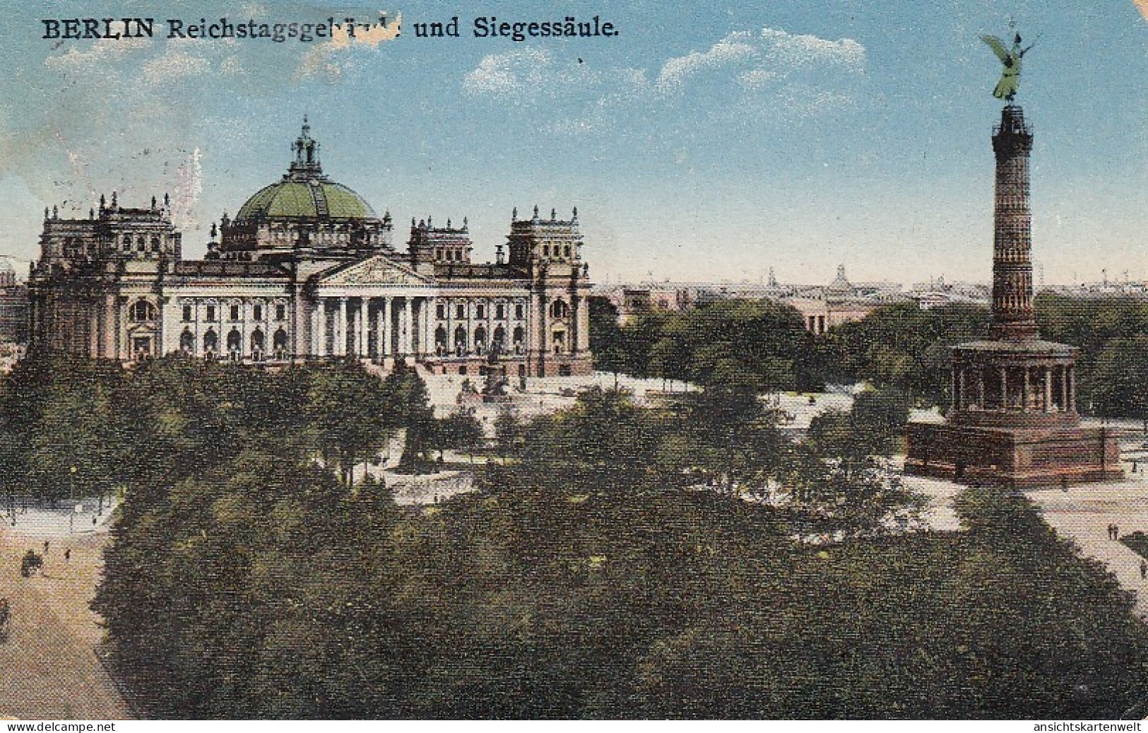 Berlin Reichstagsgebäude Und Siegessäule Gl1929 #D2216 - Autres & Non Classés