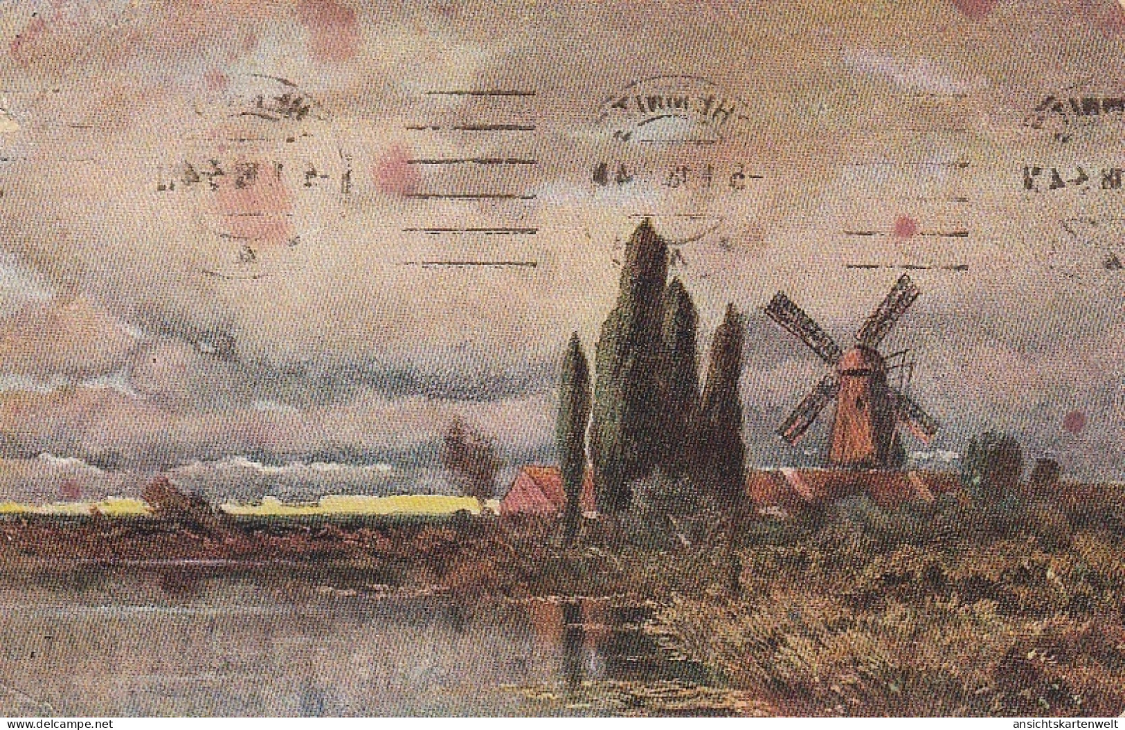 Landschaft Mit Windmühle Künstlerkarte Gl1918 #D2398 - Malerei & Gemälde