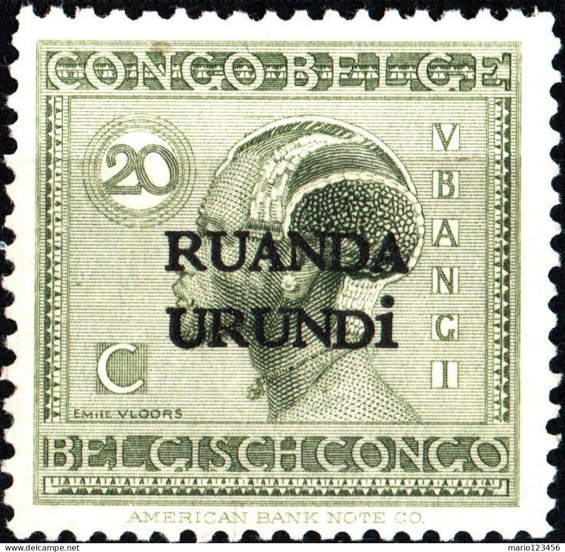 RUANDA-URUNDI, RITRATTI DI INDIGENI, 1924, NUOVI (MLH*) Mi:RW-U 4I, Scott:RW-U 9, Yt:RW-U 53 - Neufs