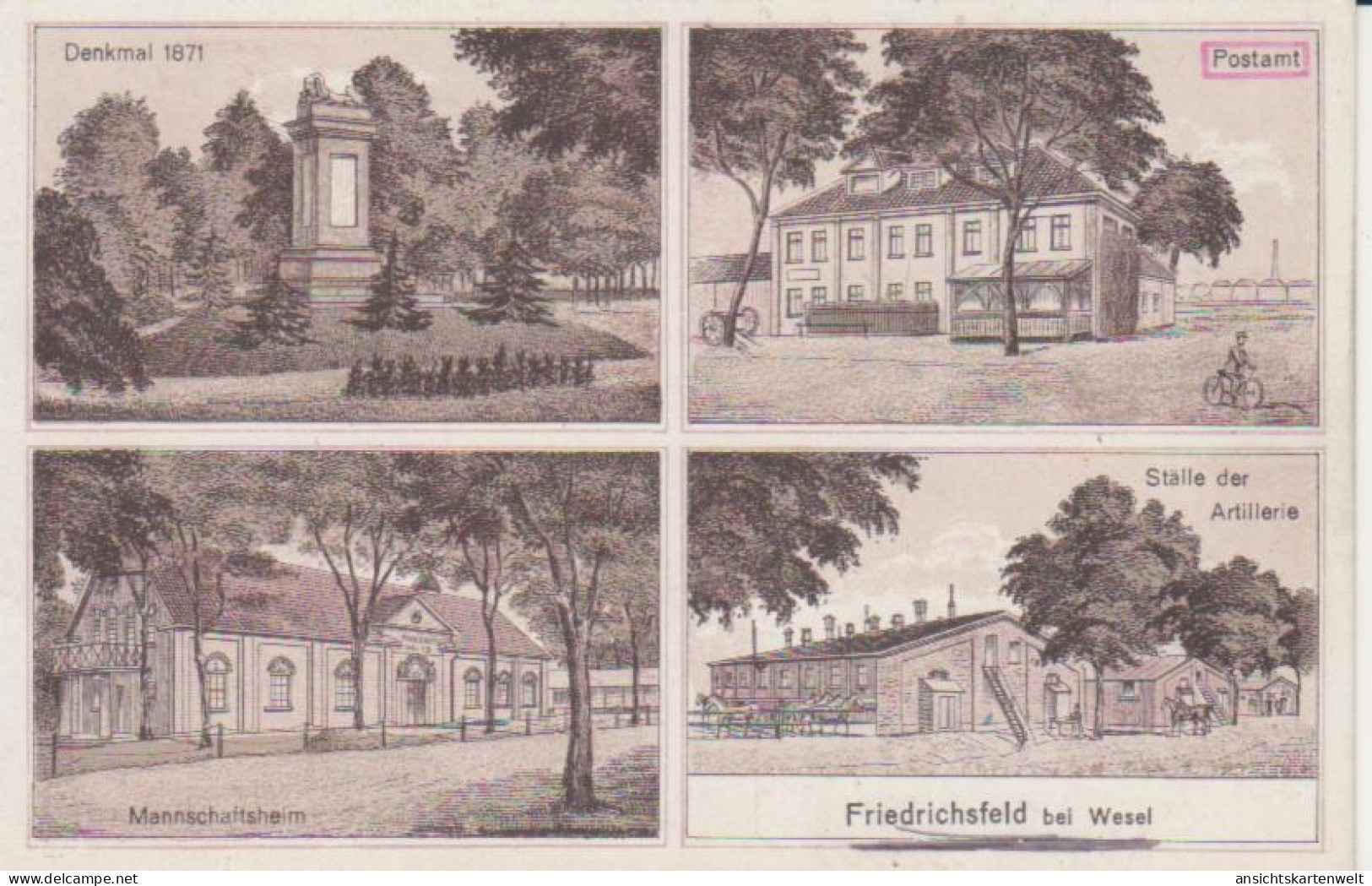 Voerde-Friedrichsfeld Denkmal Post Clubhaus Stallungen Feldpgl1918 #220.011 - Autres & Non Classés