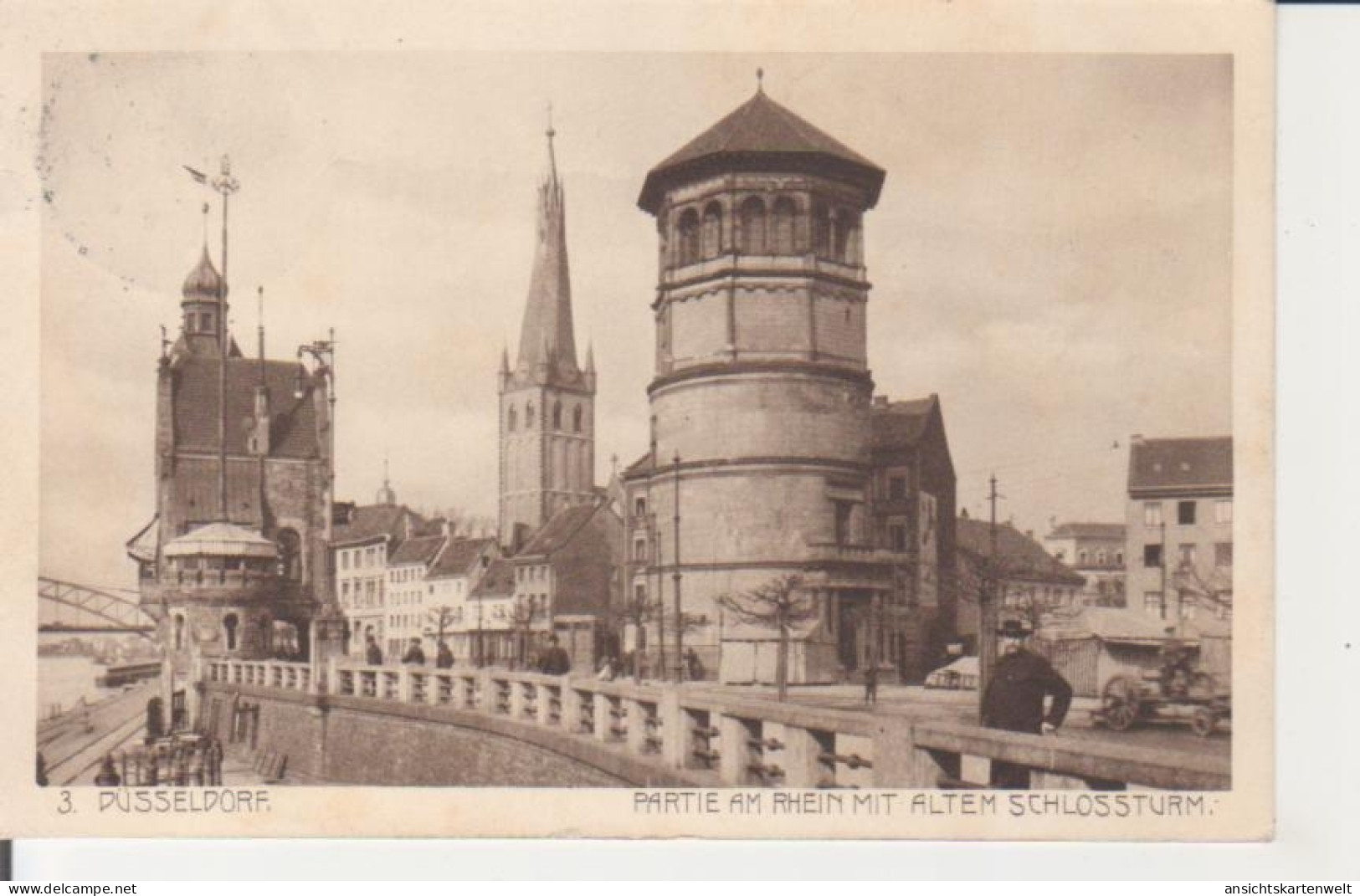 Düsseldorf Partie Am Rhein Mit Altem Schlossturm Bahnpgl1911 #219.877 - Autres & Non Classés