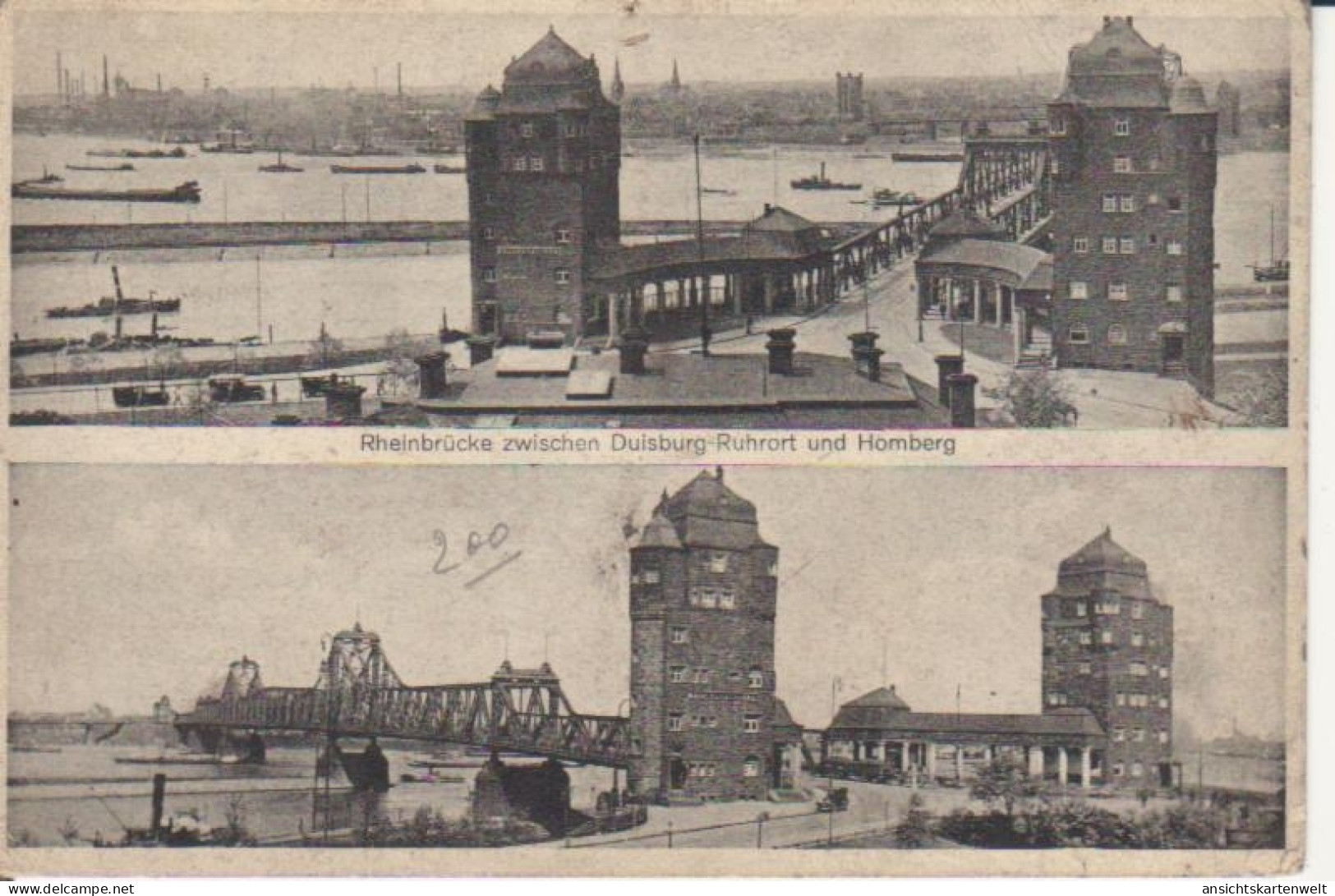 Duisburg Rheinbrücke Zwischen Ruhrort Und Homberg Gl19? #219.937 - Autres & Non Classés