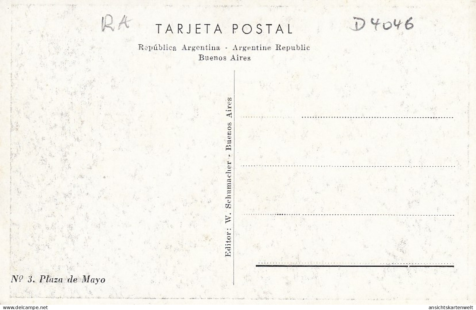 RA Buenos Aires Plaza De Mayo Ngl #D4046 - Andere & Zonder Classificatie