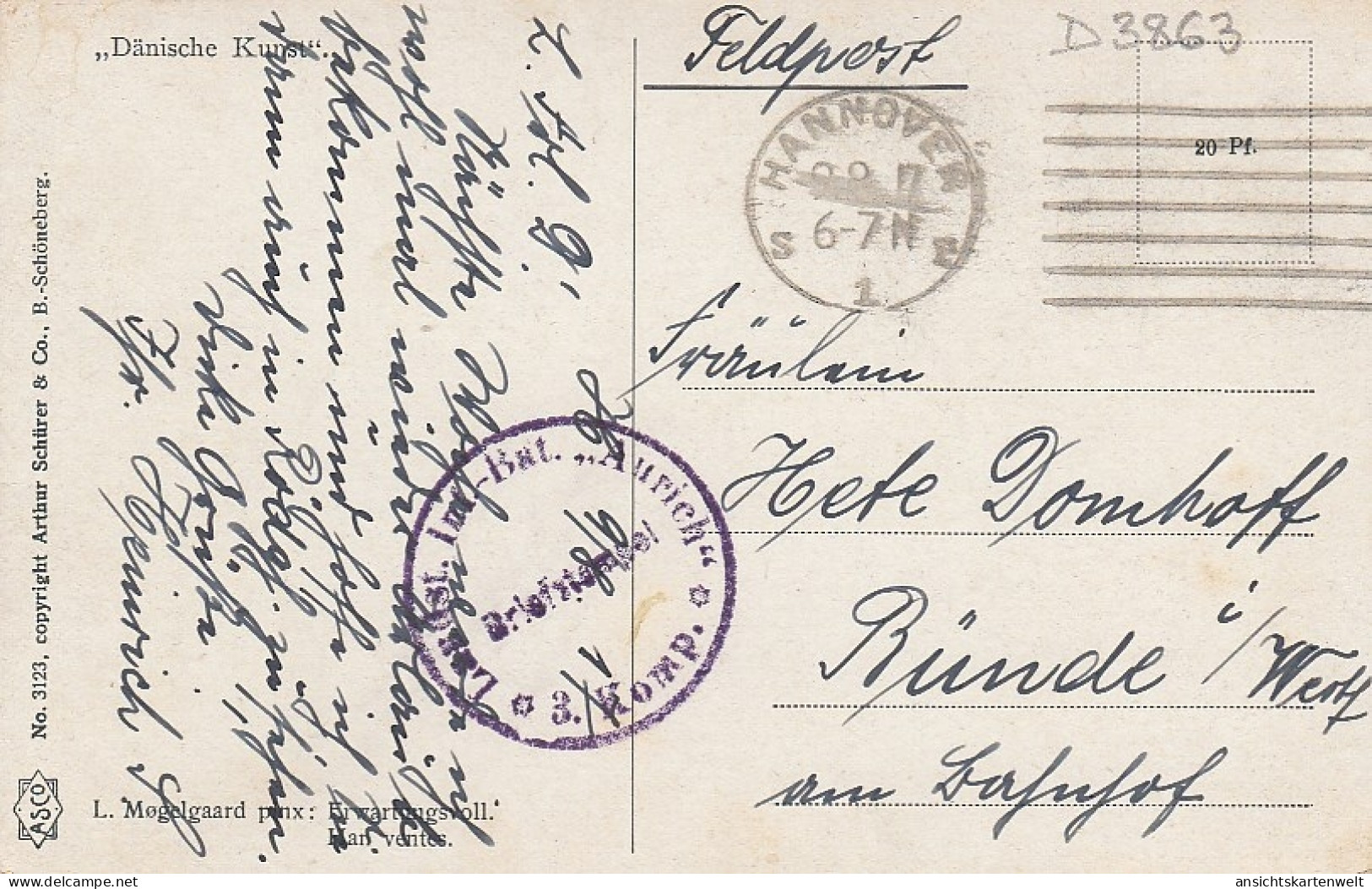 L.MÖGELGAARD Erwartungsvoll Feldpgl1917 #D3863 - Malerei & Gemälde