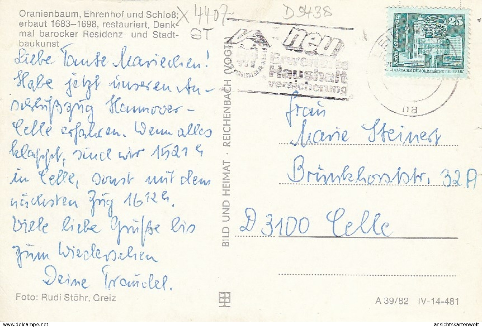 Oranienbaum Ehrenhof Und Schloß Glum 1975? #D5438 - Other & Unclassified