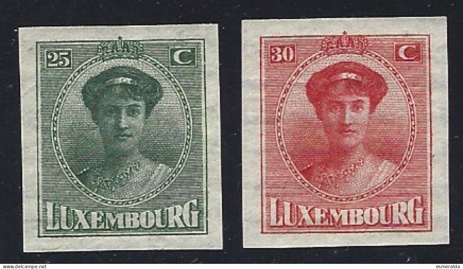 Luxembourg Yv 135-136,type Charlotte De Face Non Dentelés.**/mnh - 1921-27 Charlotte Di Fronte