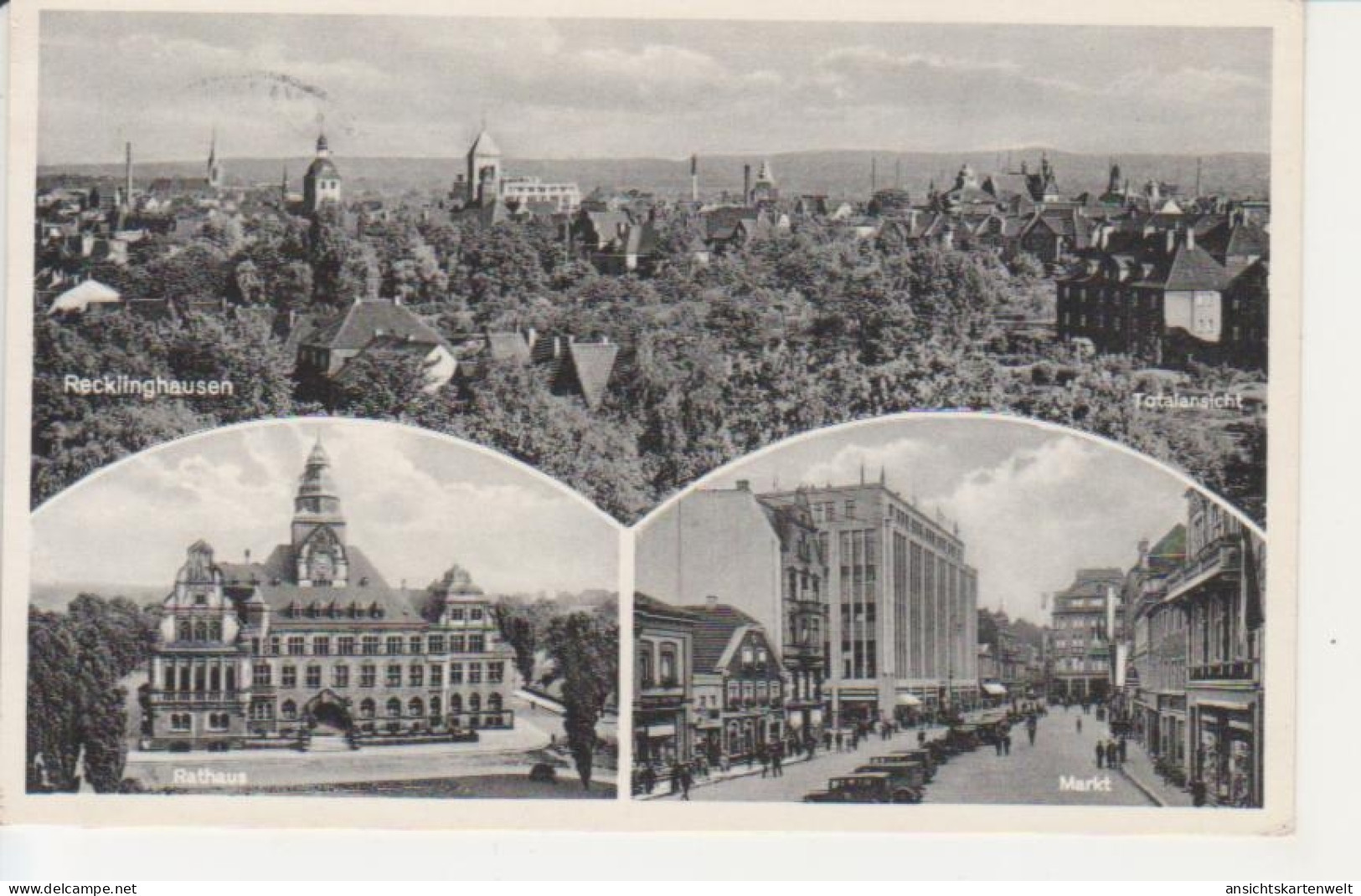 Recklinghausen Panorama Rathaus U.Markt Gl1953 #220.021 - Andere & Zonder Classificatie