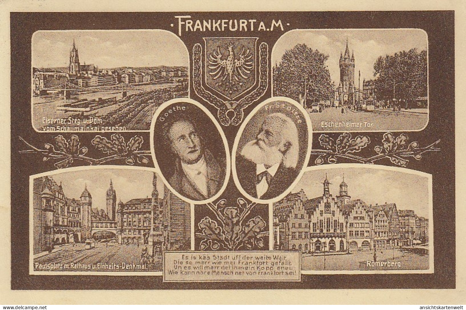 Frankfurt A.Main Goethe Und Fr.Stoltze, Mehrbildkarte Gl1930 #D3543 - Autres & Non Classés