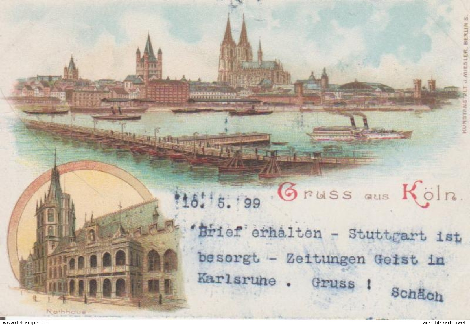 Köln Litho Panorama Und Rathaus Gl1899 #220.303 - Autres & Non Classés