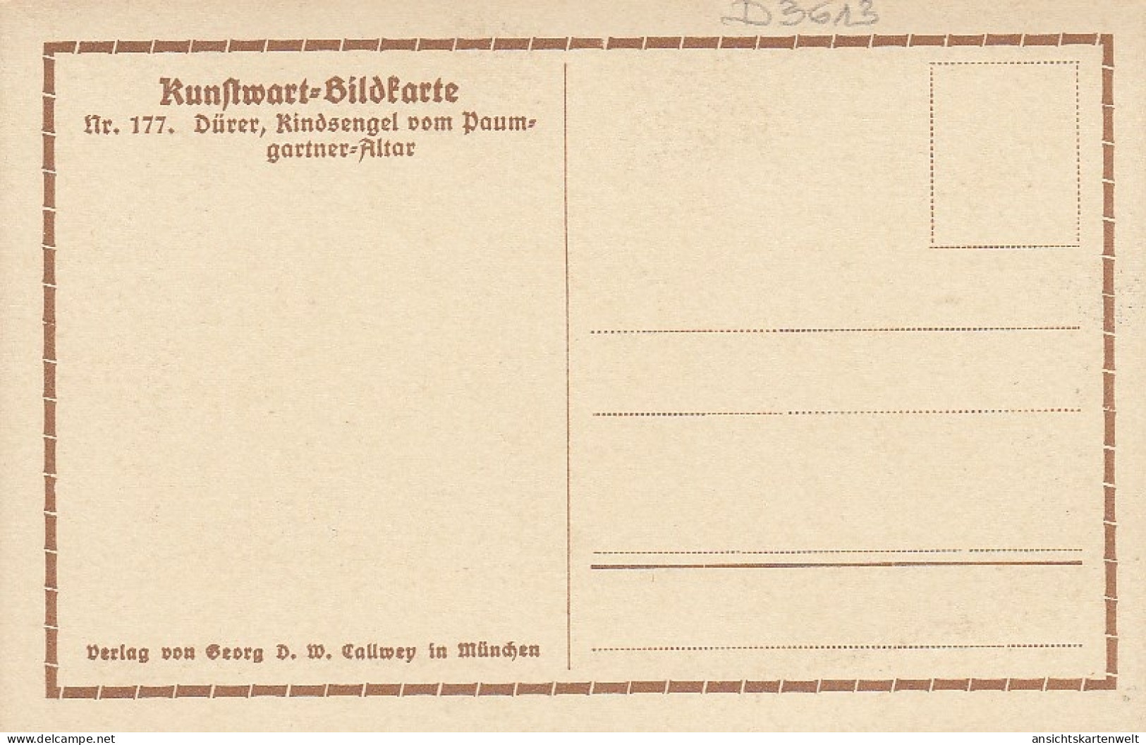 DÜRER KIndsengel Vom Paumgärtner-Altar Ngl #D3613 - Zonder Classificatie