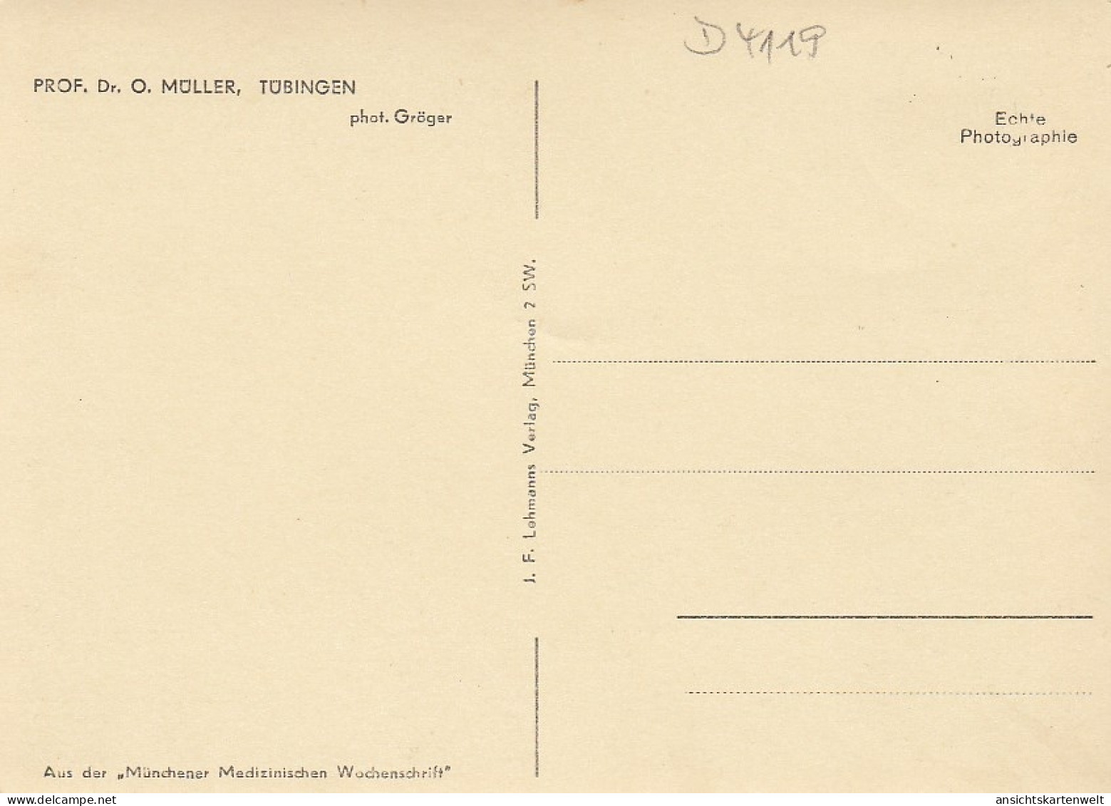 Prof. Dr. O. Müller, Tübingen Ngl #D4119 - Altri & Non Classificati