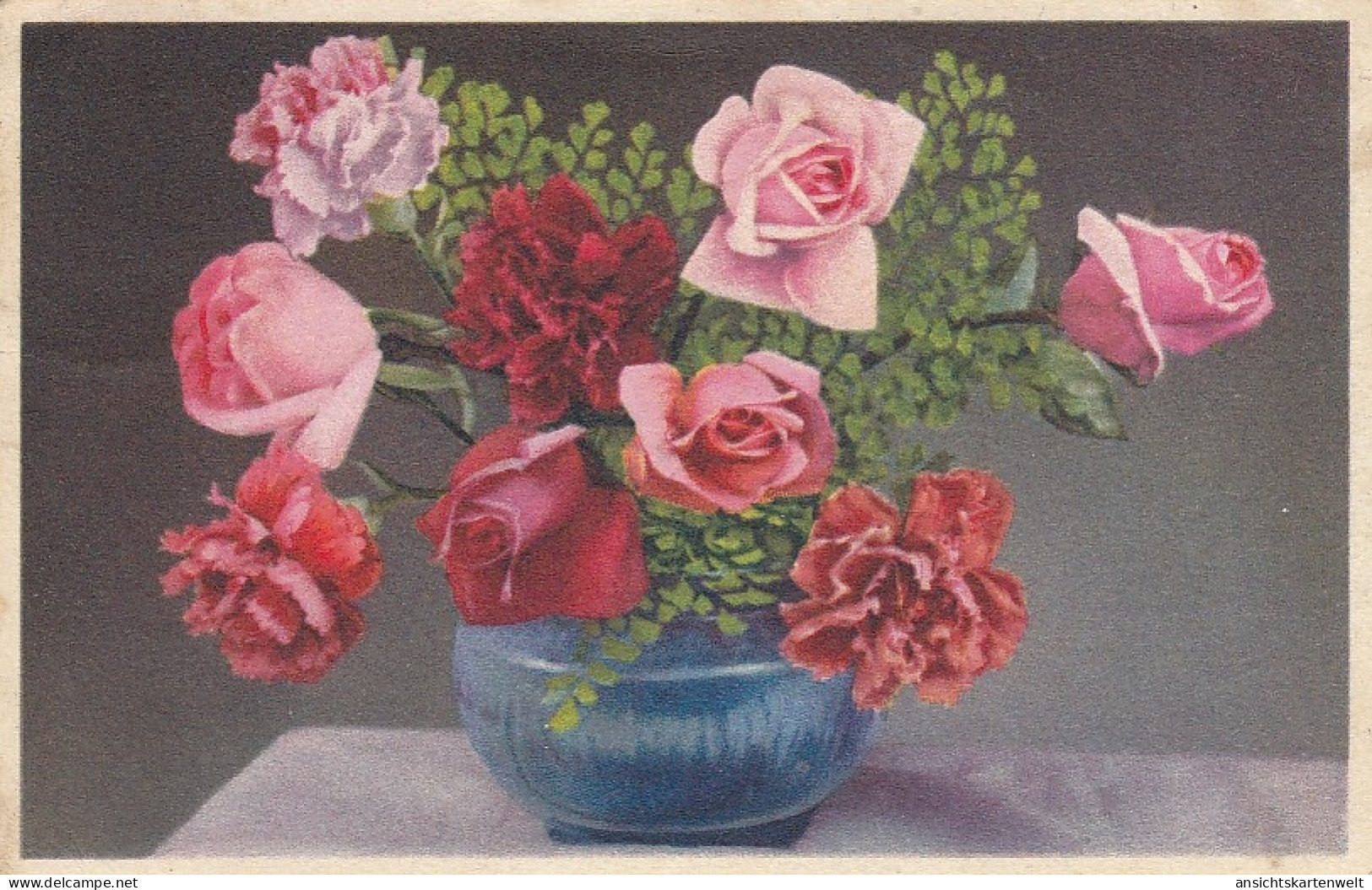 Vase Mit Rosen Glum 1930? #D3880 - Sonstige & Ohne Zuordnung