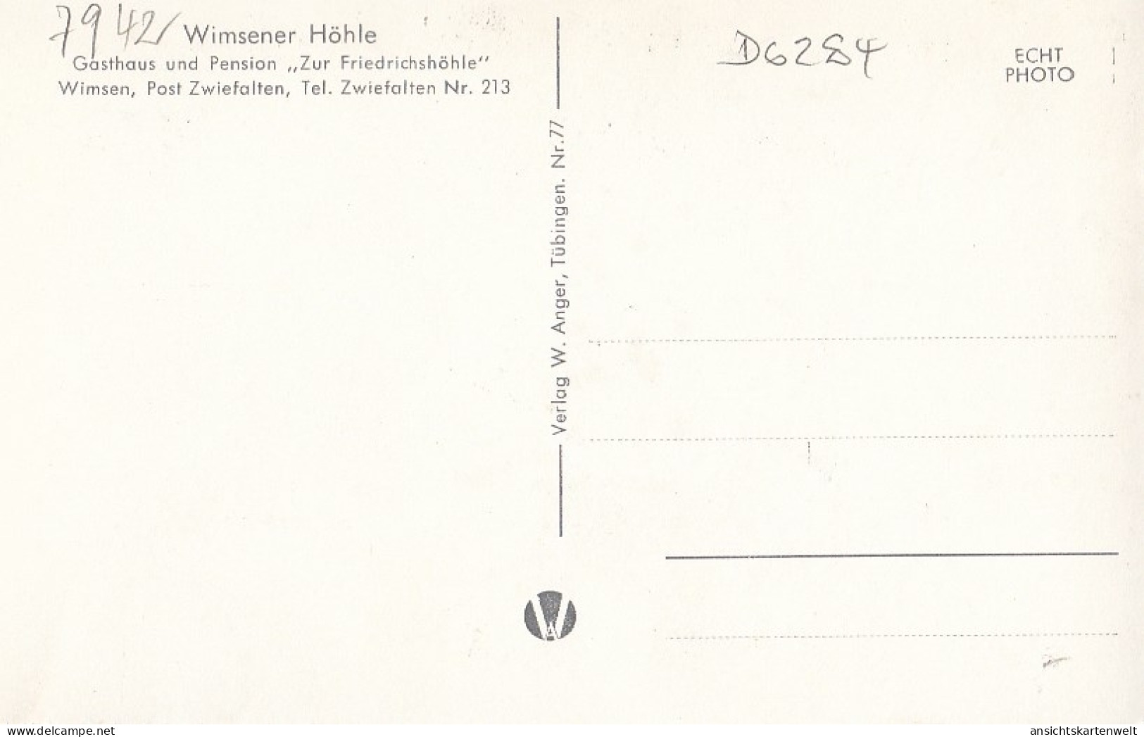 Wimsener Höhle Nahe Zwiefalten Ngl #D6284 - Autres & Non Classés