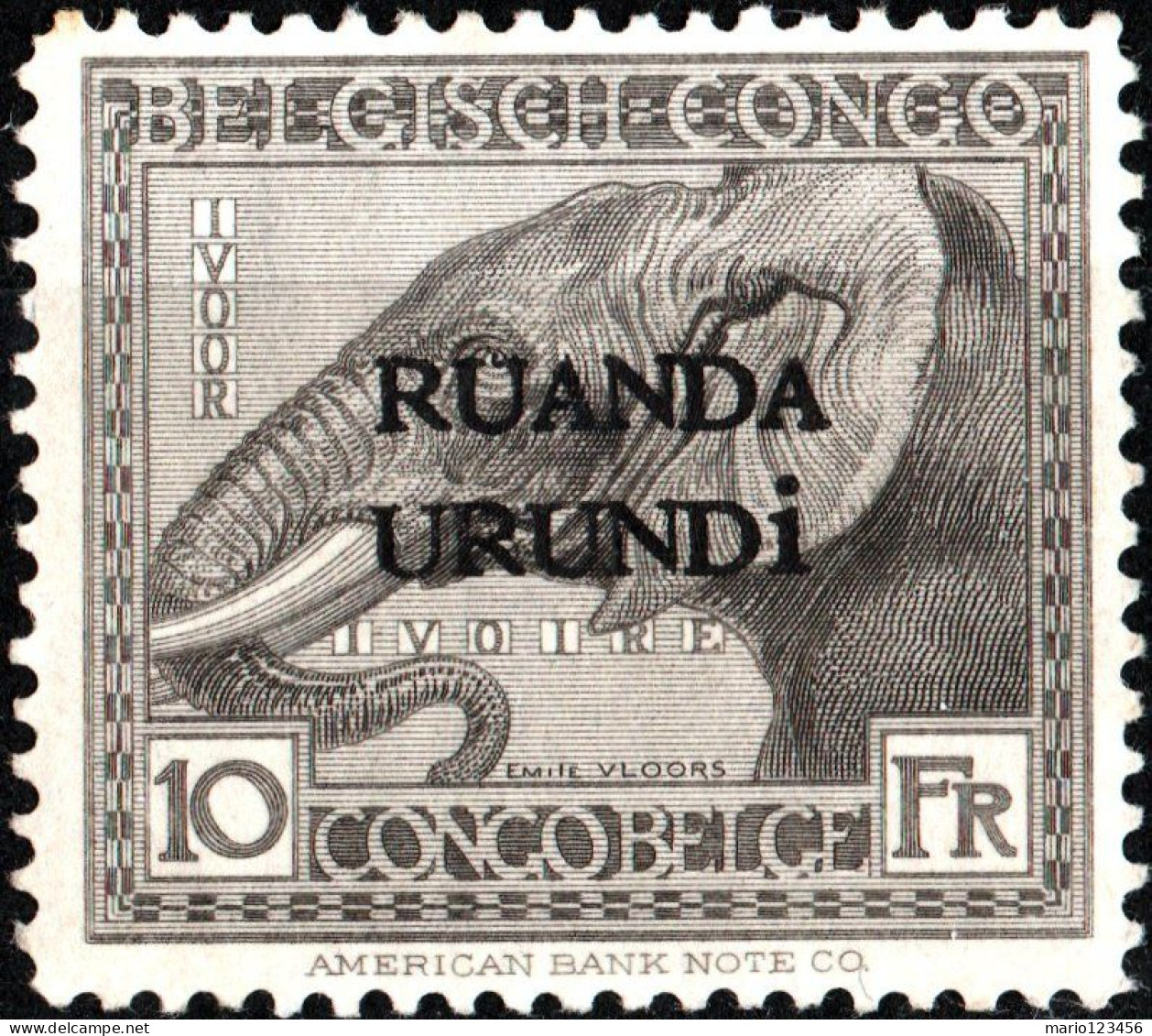 RUANDA-URUNDI, FAUNA, ANIMALI, ELEFANTE, 1924, NUOVI (MLH*) Mi:RW-U 18I, Scott:RW-U 23, Yt:RW-U 61 - Nuevos