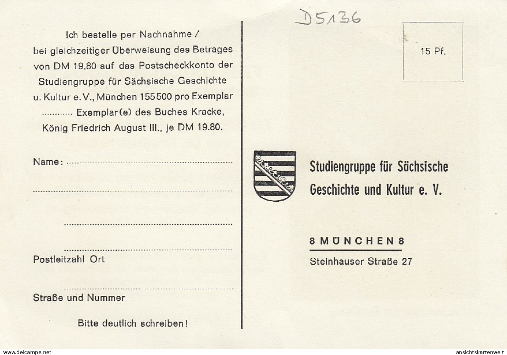 Friedrich August II. König Von Sachsen NglWerbekarte Für Buch #D5136 - Familles Royales