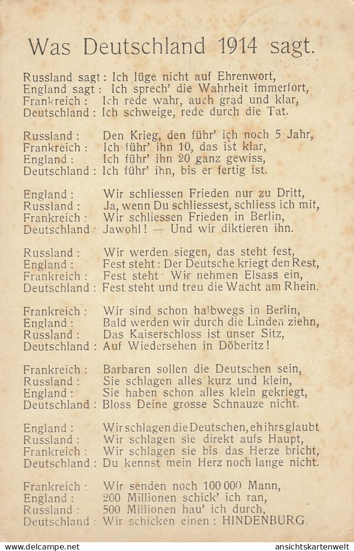 1.WK Was Deutschland 1914 Sagt. Gl1915 #D4895 - Altri & Non Classificati