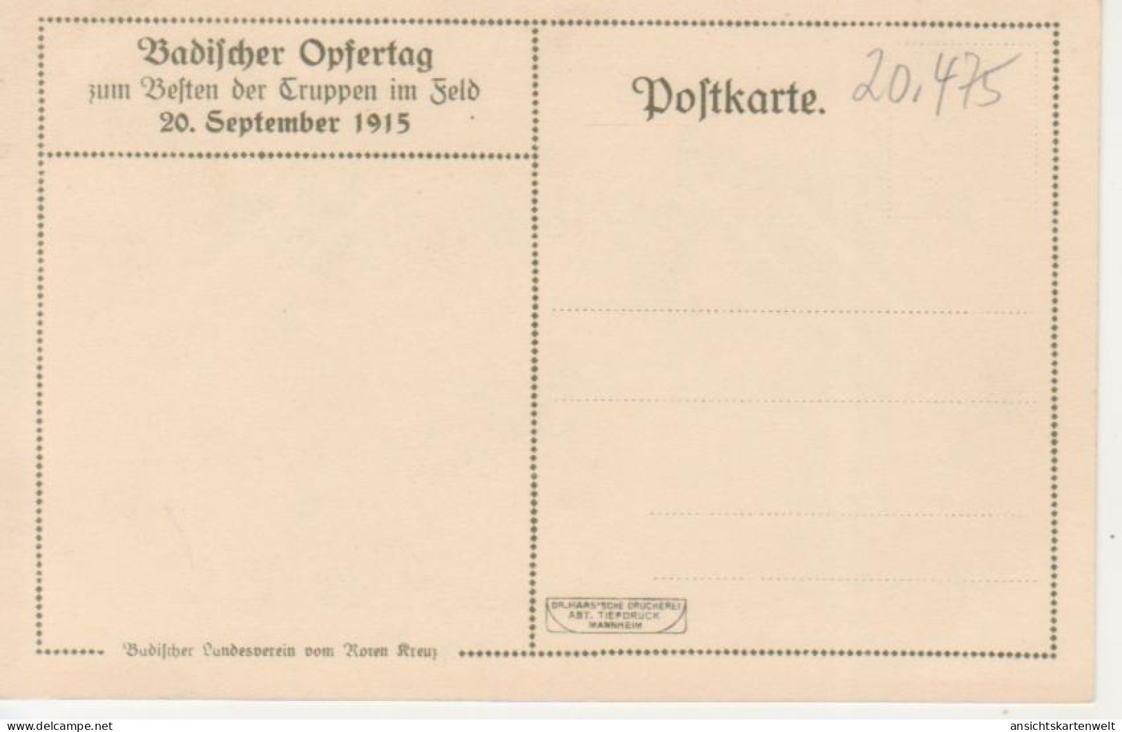 Badischer Opfertag 20. September 1915 - Kaiser Wilhelm II. Ngl #221.441 - Königshäuser