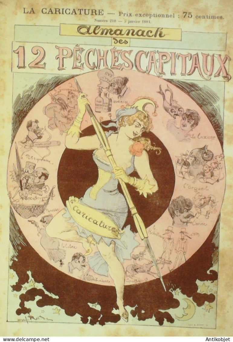La Caricature 1884 N°210 12 Pêchés Capitaux Barret Robida Gourmandise Avarice Draner - Tijdschriften - Voor 1900
