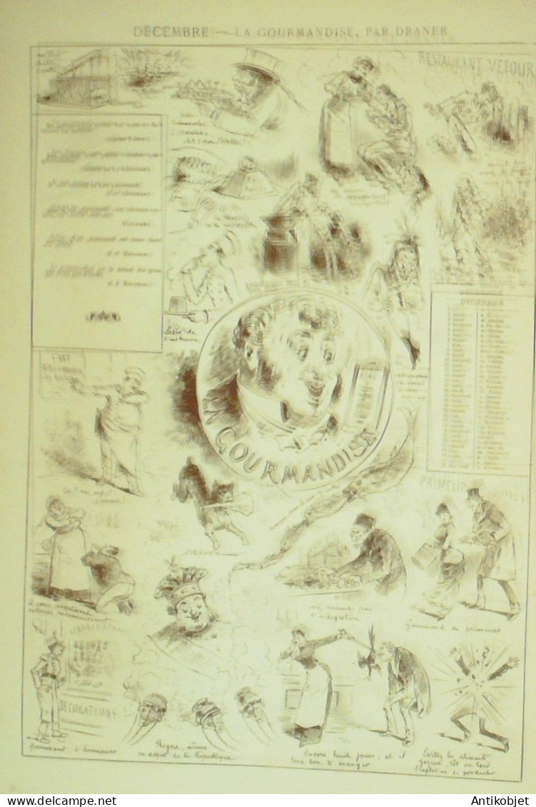 La Caricature 1884 n°210 12 Pêchés capitaux Barret Robida Gourmandise Avarice Draner