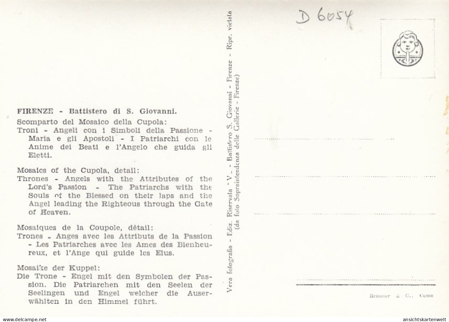 Firenze Batt. Di S.Giovanni Kuppelmosaik Die Trone Ngl #D6054 - Andere & Zonder Classificatie