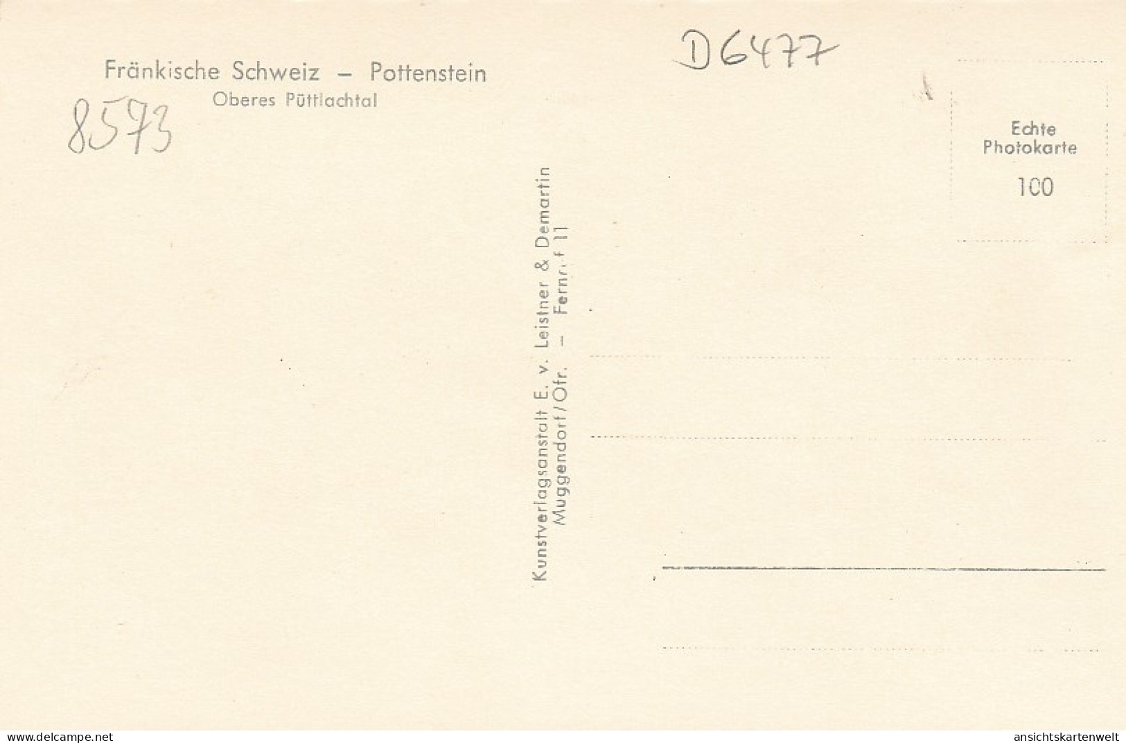 Fränk.Schweiz Pottenstein Oberes Püttlachtal Ngl #D6477 - Sonstige & Ohne Zuordnung