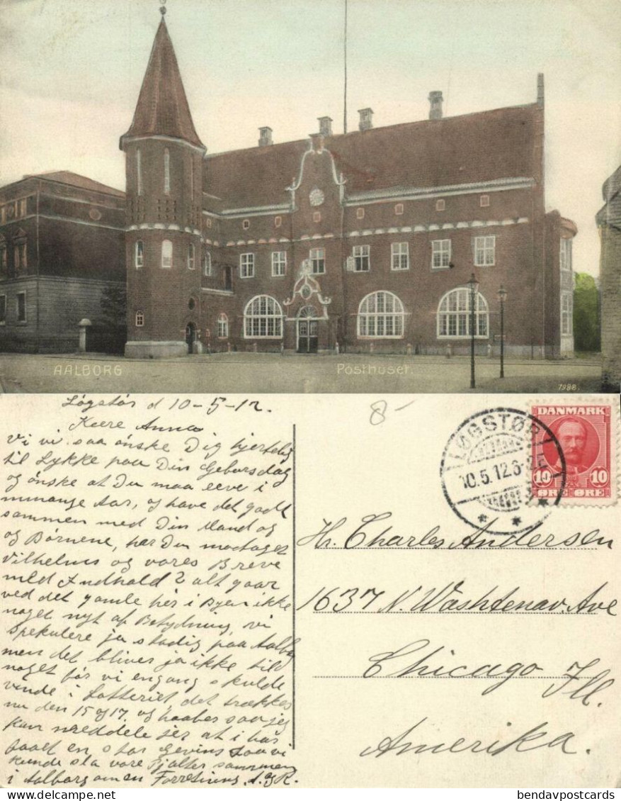 Denmark, AALBORG ÅLBORG, Posthuset, Post Office (1912) Postcard - Danemark