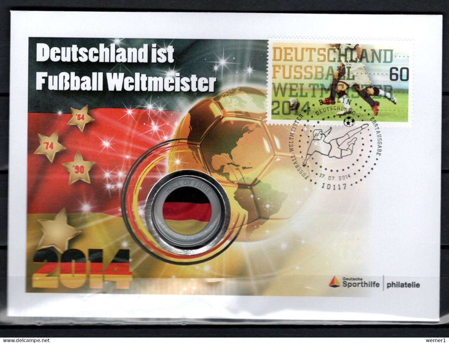 Germany 2014 Football Soccer World Cup, Commemorative Numismatic Cover With 5 Cruzado Coin From Brazil - 2014 – Brazil