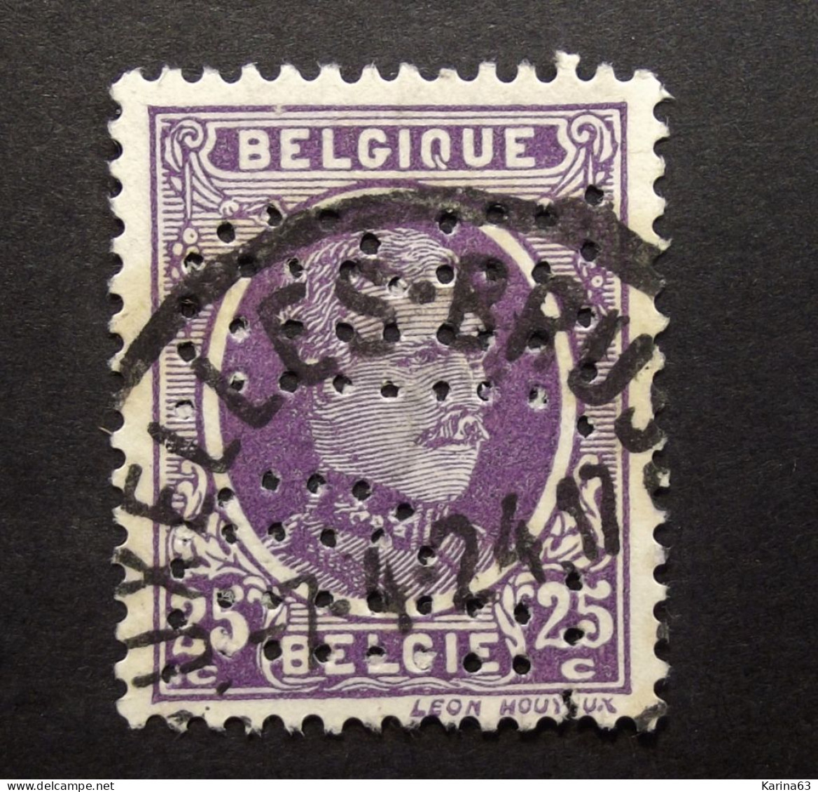 België - Belgique  Perfin - Perforé - P R - Cie D'Assurance Les Propriétaires Réunies, Liège - COB 198 Cancelled - 1909-34