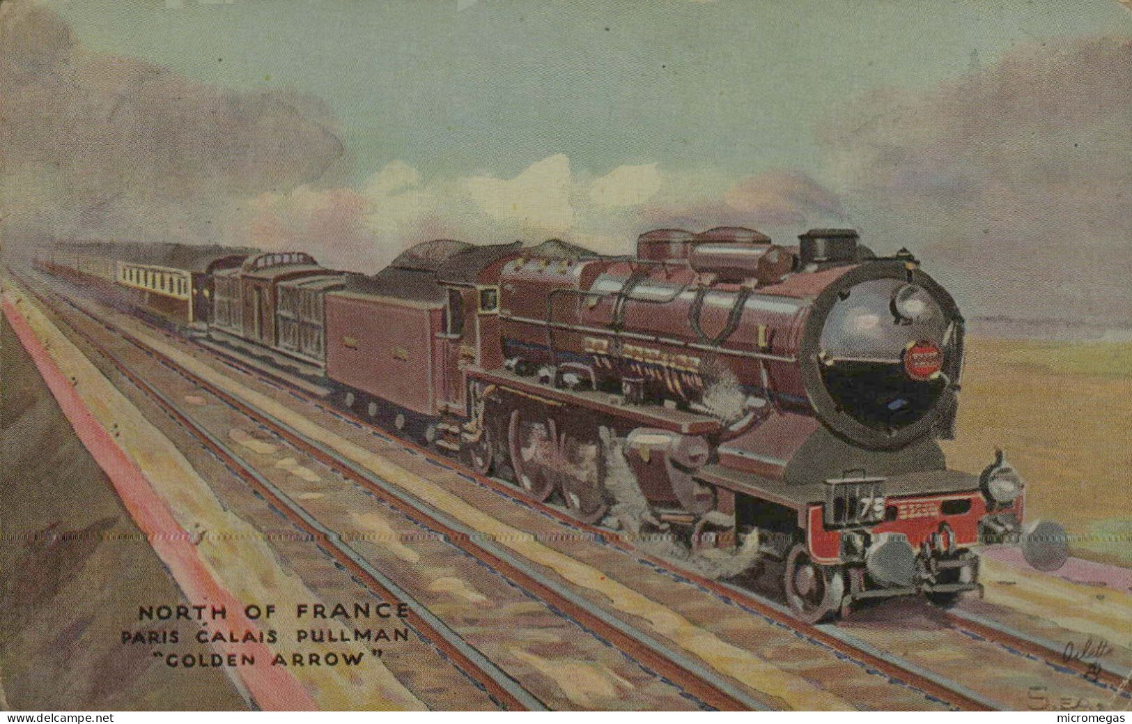 North Of France - Paris Calais Pullman "Golden Arrow" - Tuck's Postcard - Petit Pli D'angle - Trenes