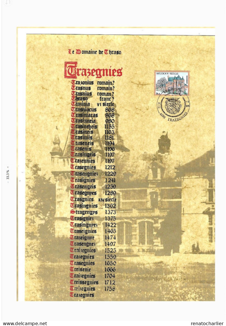 Domaine De Thraso,Trazegnies.Format: 21 X 29 Cm. - Cartas & Documentos