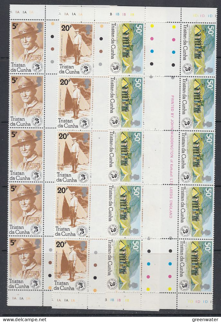 Tristan Da Cunha 1982 Scouting / Baden Powell 3v Strip Of 5 Gutter ** Mnh (TDC180) - Tristan Da Cunha