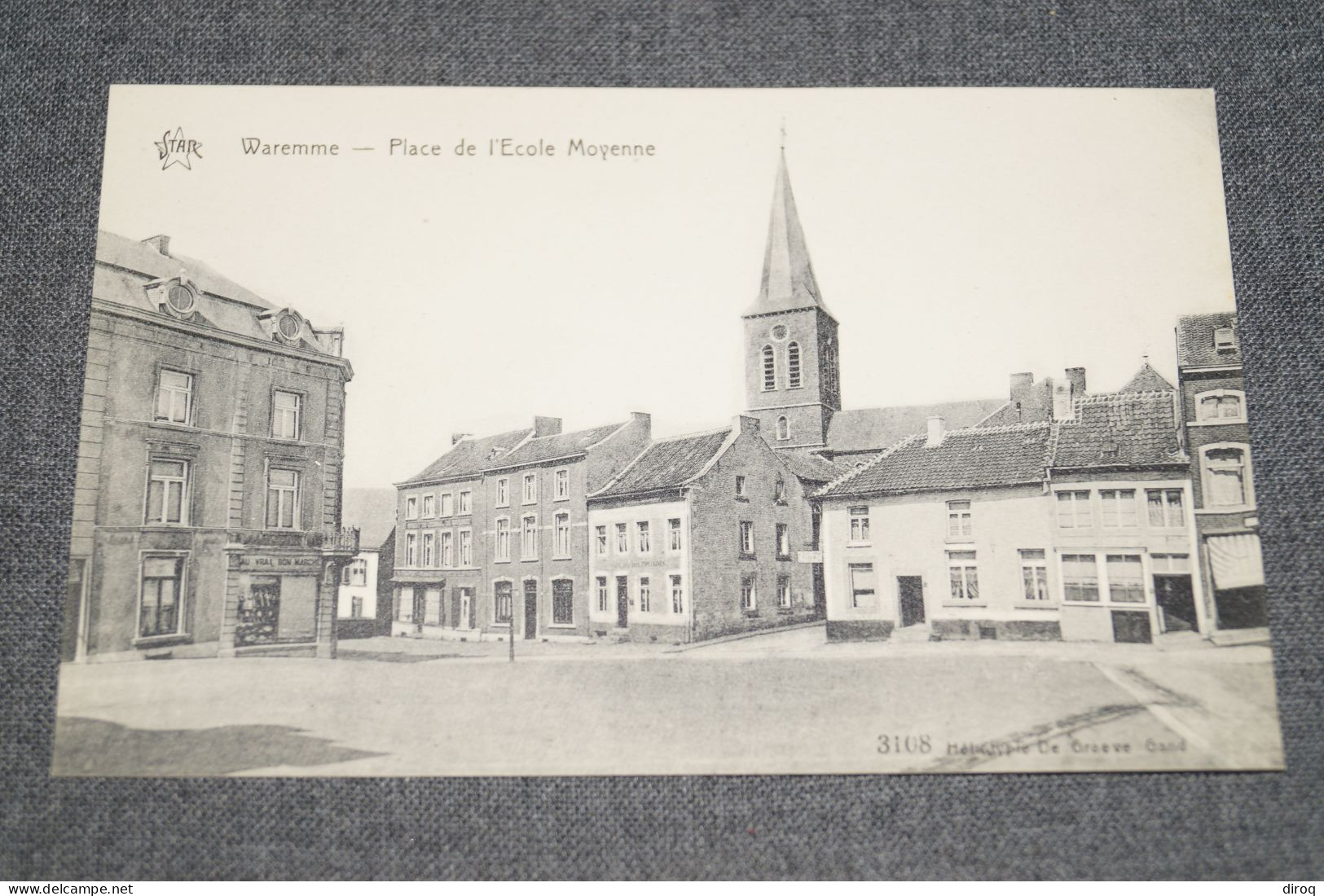 Ancienne Carte Waremme,place De L'école Moyenne,belle Carte Pour Collection - Waremme