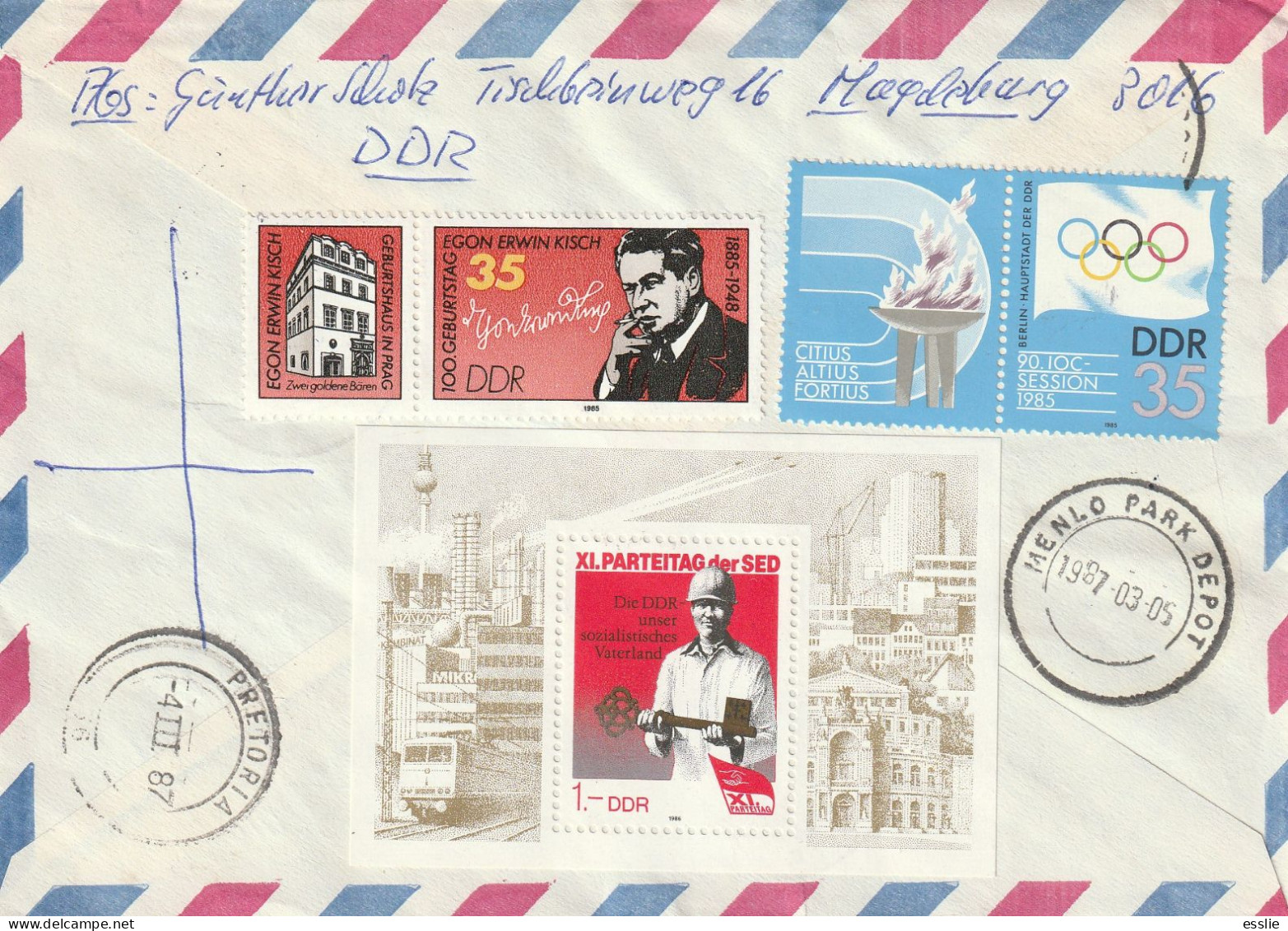 Germany DDR Cover Einschreiben Registered - 1986 - Thalmann Kisch Mamajew-Kurgan Hill Simon Bolivar - Briefe U. Dokumente