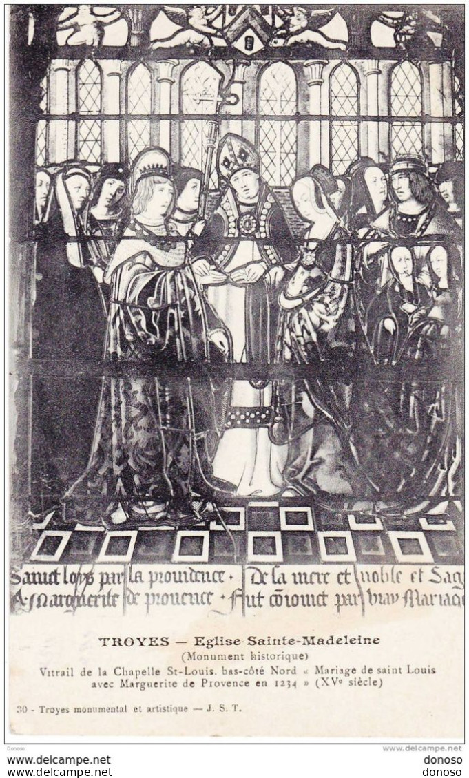 TROYES  Eglise Sainte Madeleine Vitrail, Mariage De Saint Louis,  Cachet De 1917 - Troyes