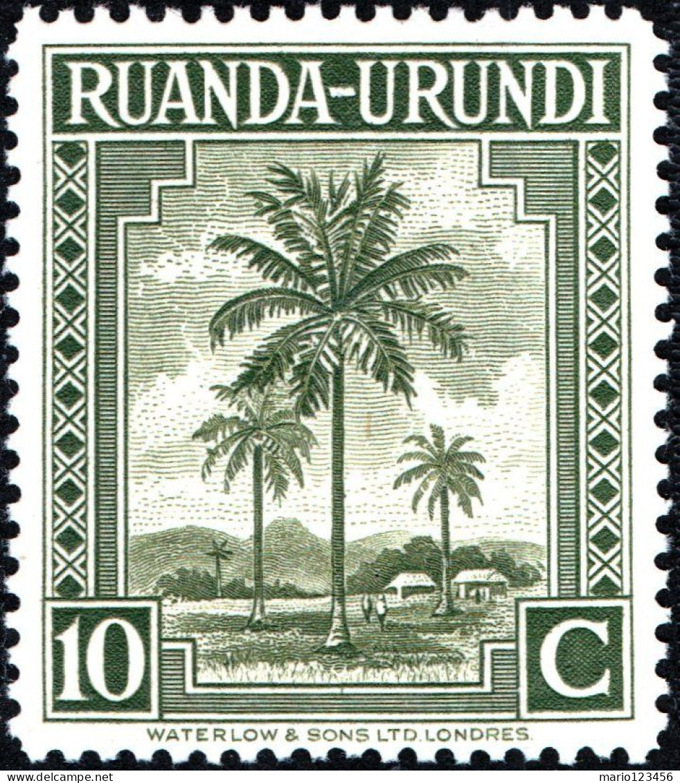 RUANDA-URUNDI, FLORA, PALMA DA OLIO, 1942, NUOVI (MLH*) Mi:RW-U 80A, Scott:RW-U 69, Yt:RW-U 127 - Ongebruikt