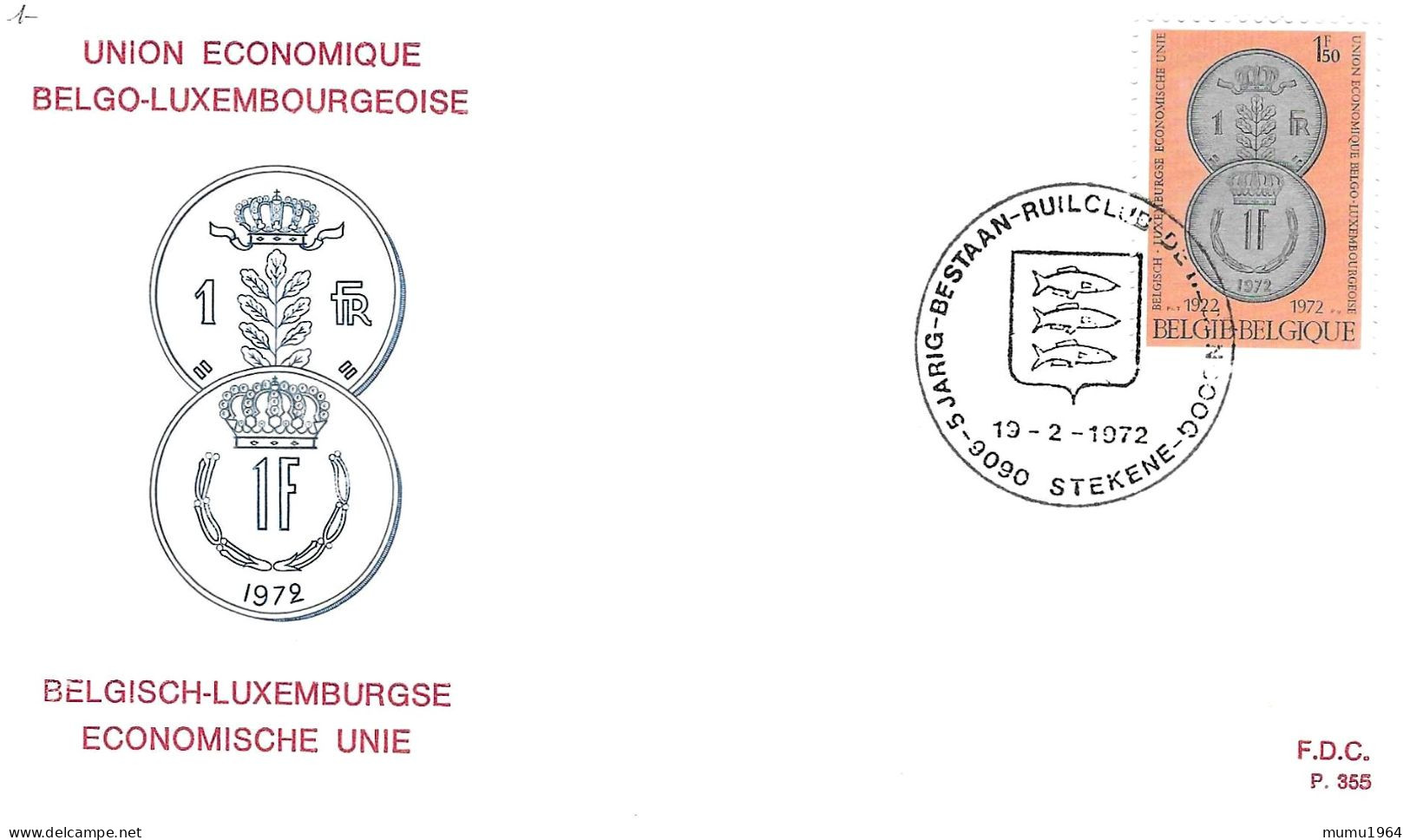 COB - FDC N° 355 - Timbre N° 1616 - 1961-1970