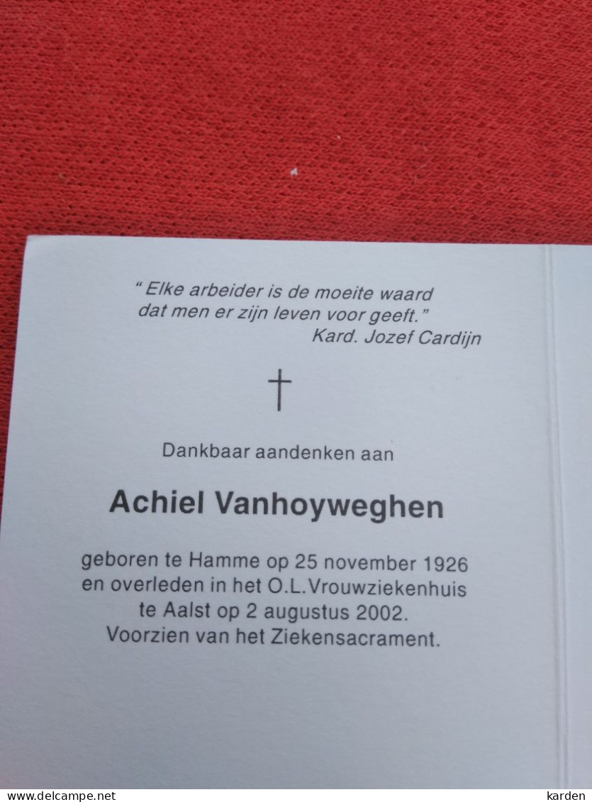 Doodsprentje Achiel Vanhoyweghen / Hamme 25/11/1926 Aalst 2/8/2002 - Religion & Esotericism