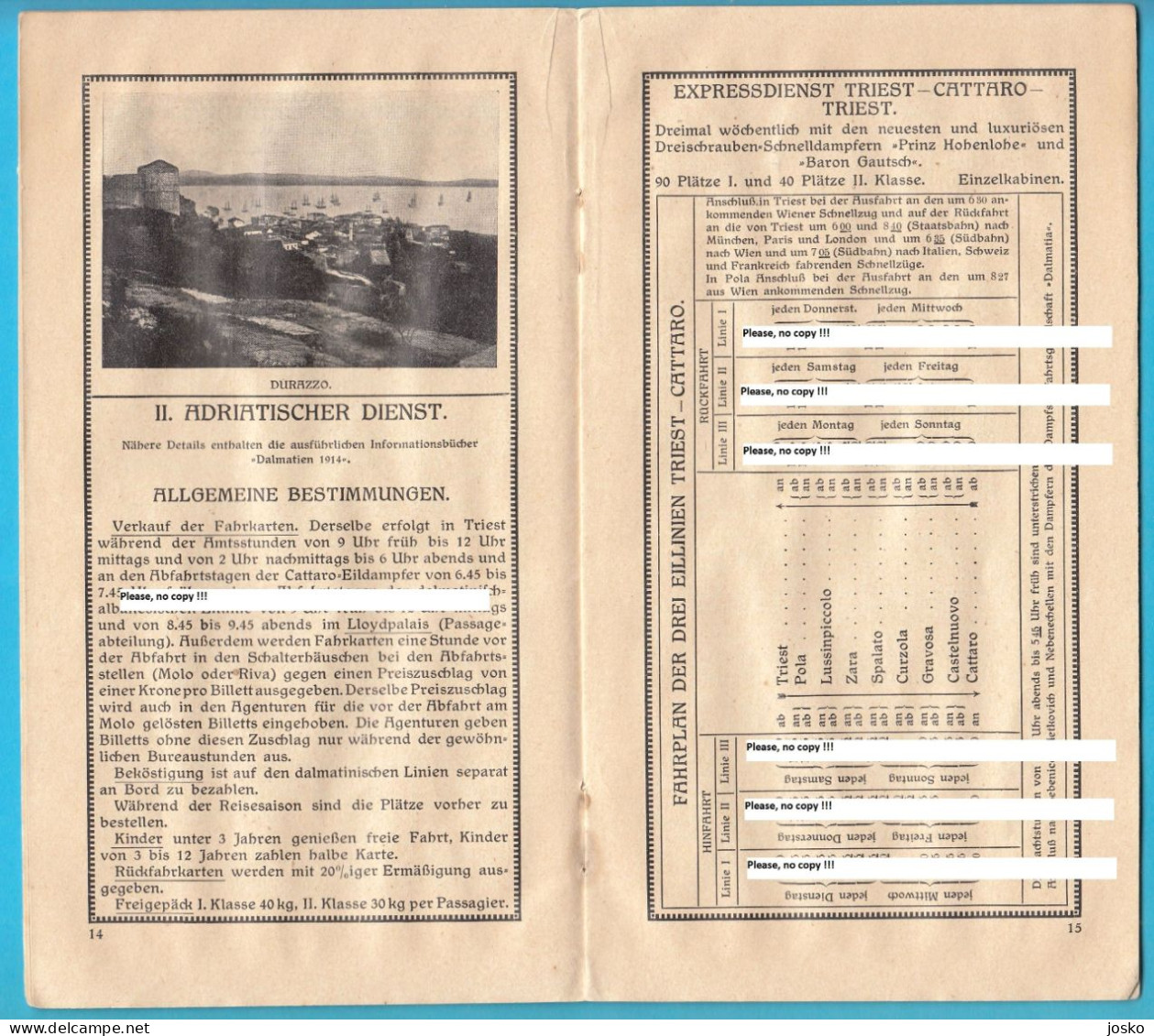 OSTERREICHISCHER LLOYD (Austrian Lloyd) Total Service In 1914 * Austriaco Austria Osterreich Dalmatia China Japan India - Otros & Sin Clasificación