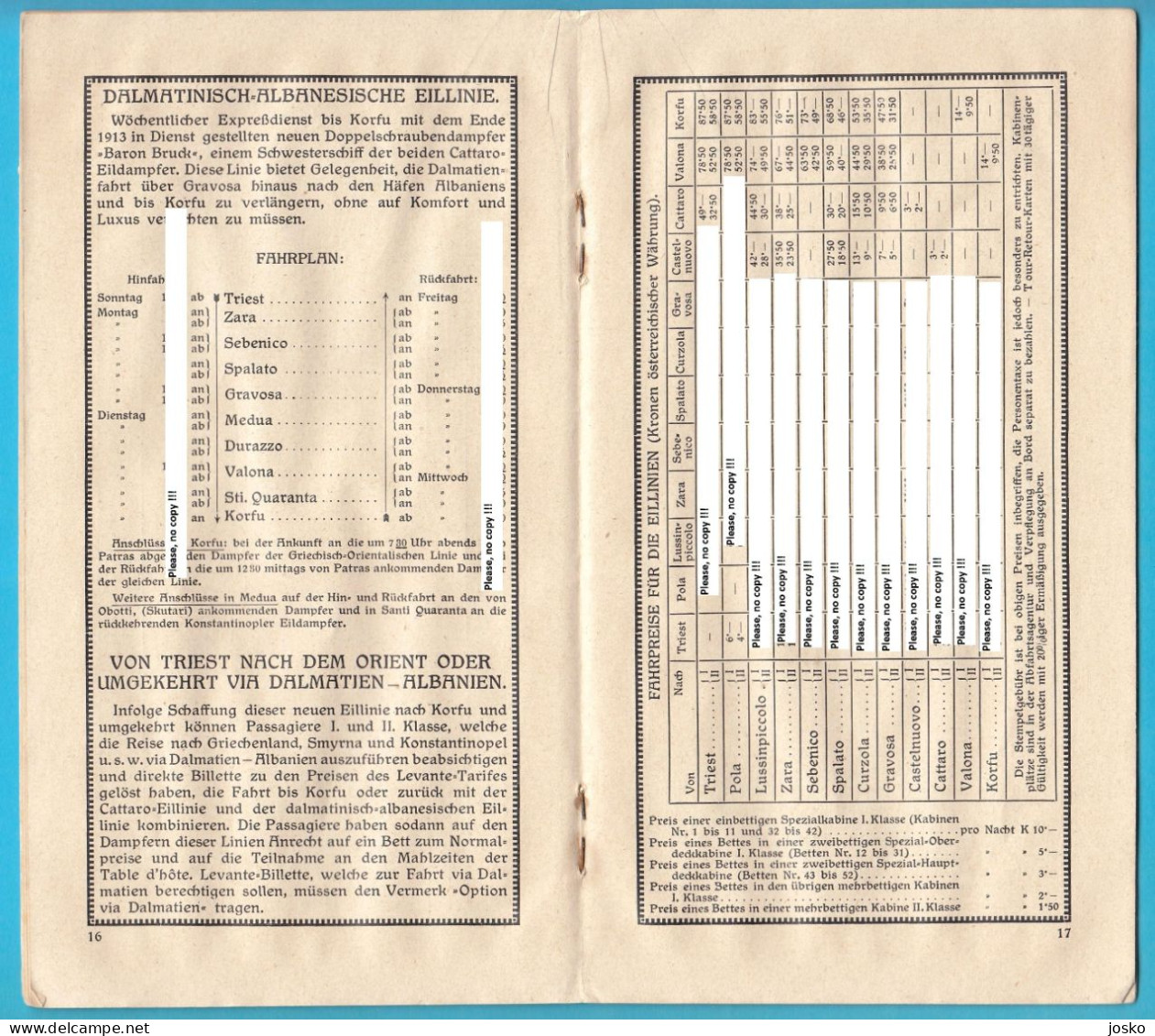 OSTERREICHISCHER LLOYD (Austrian Lloyd) Total Service In 1914 * Austriaco Austria Osterreich Dalmatia China Japan India - Otros & Sin Clasificación