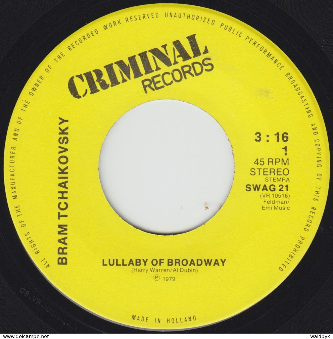 BRAM TCHAIKOVSKY - Lullaby Of Broadway - Other - English Music