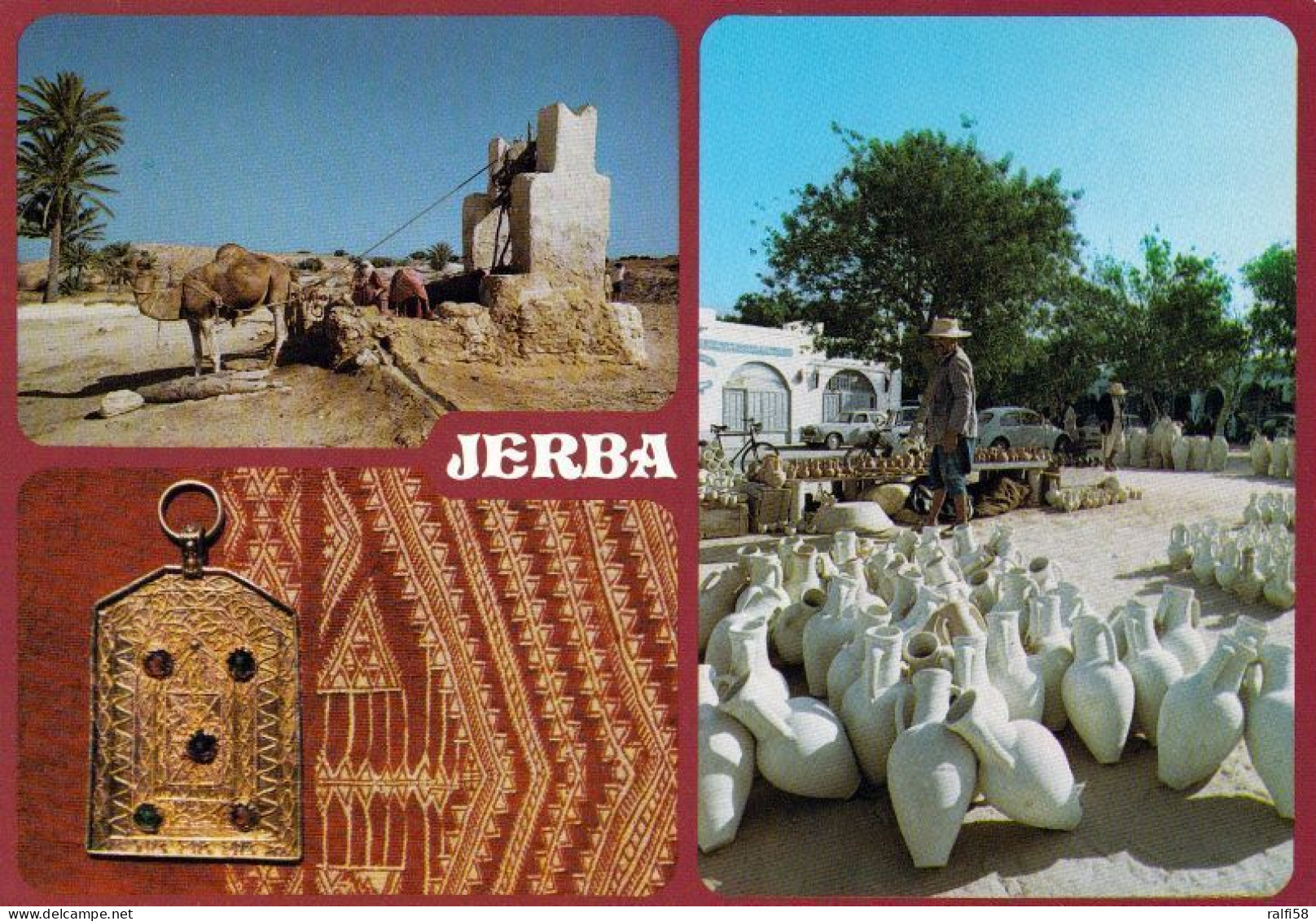 9 AK Tunesien * Ansichten von Djerba (auch Jerba) - dabei auch Houmt Souk der Hauptort der Insel Djerba - siehe  Scan *