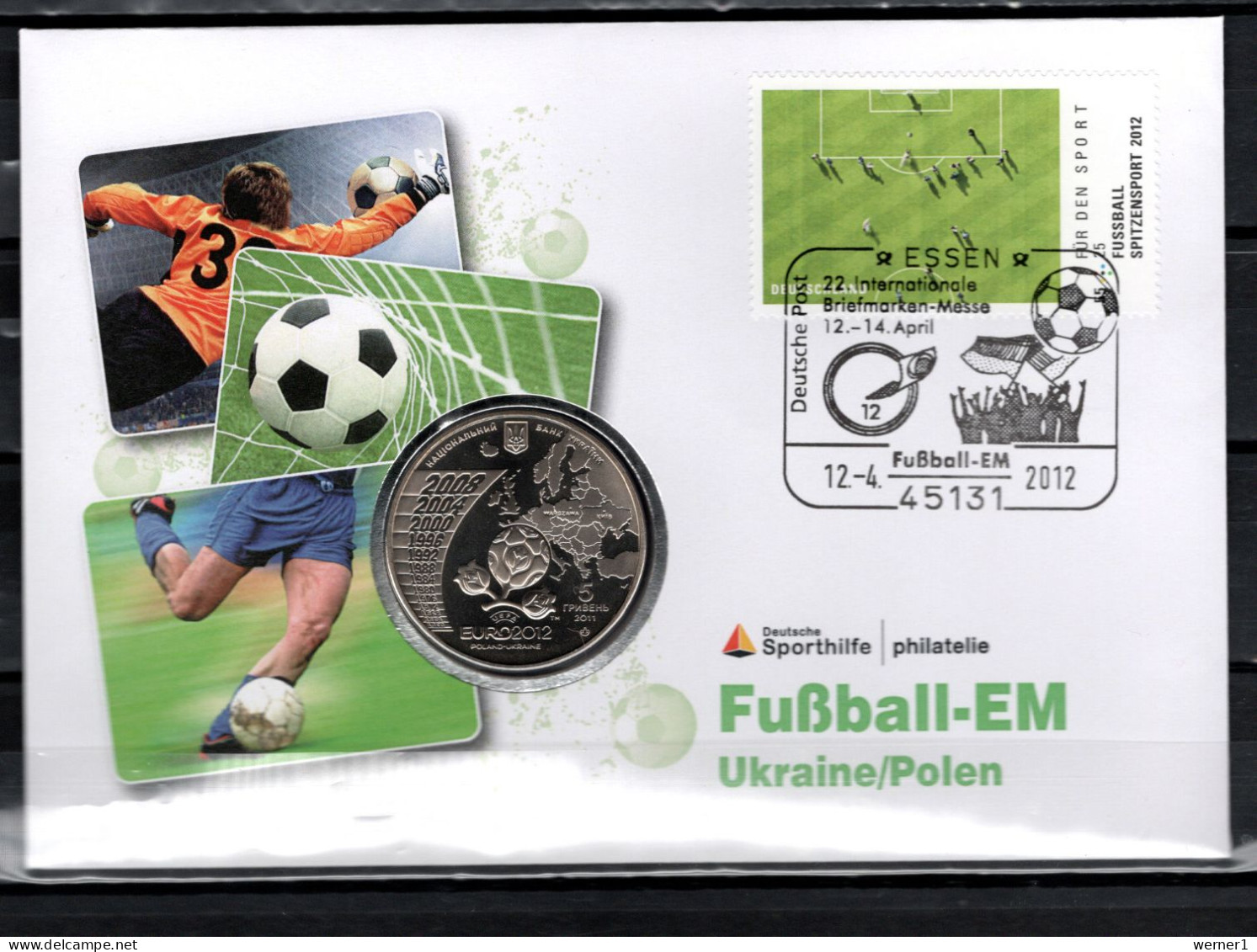 Germany 2012 Football Soccer UEFA European Championship Numismatic Cover With Ukraine Coin - UEFA European Championship