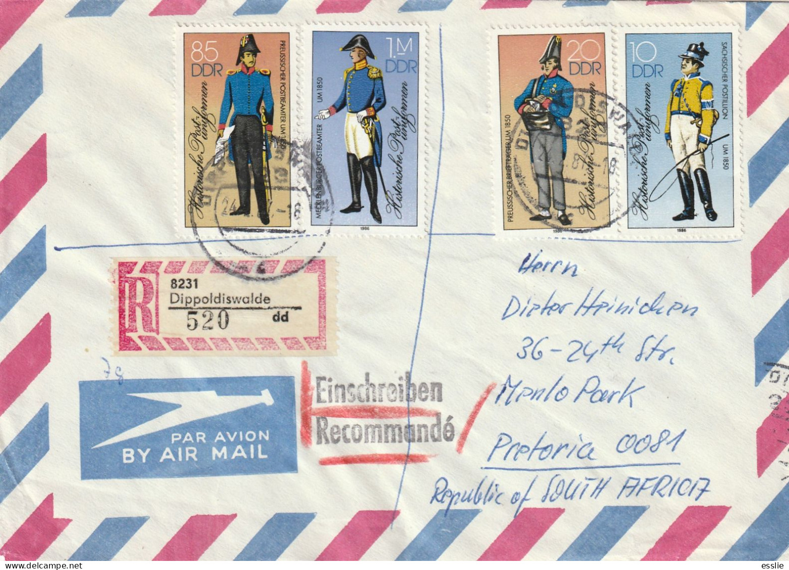Germany DDR Cover Einschreiben Registered - 1986 - Postal Uniforms Deep-sea Diving - Covers & Documents