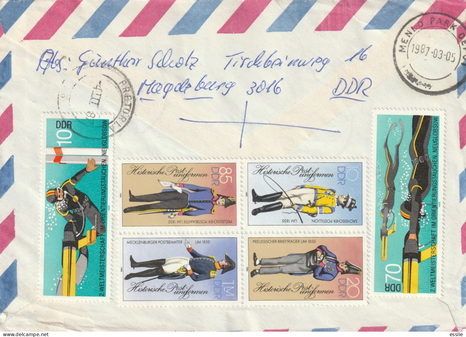 Germany DDR Cover Einschreiben Registered - 1986 - Postal Uniforms Deep-sea Diving - Covers & Documents