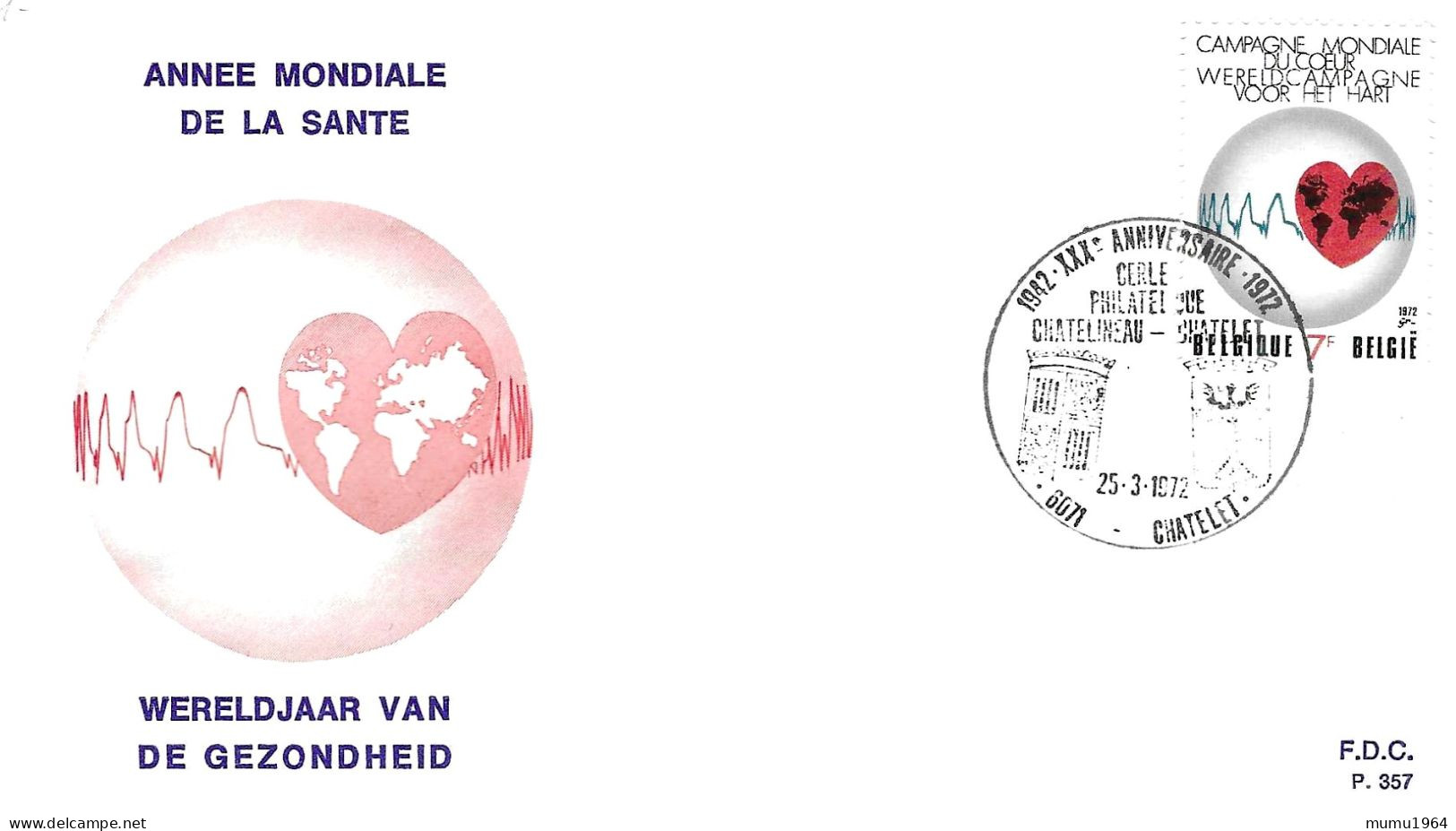 COB - FDC N° 357 - Timbre N° 1619 - 1961-1970