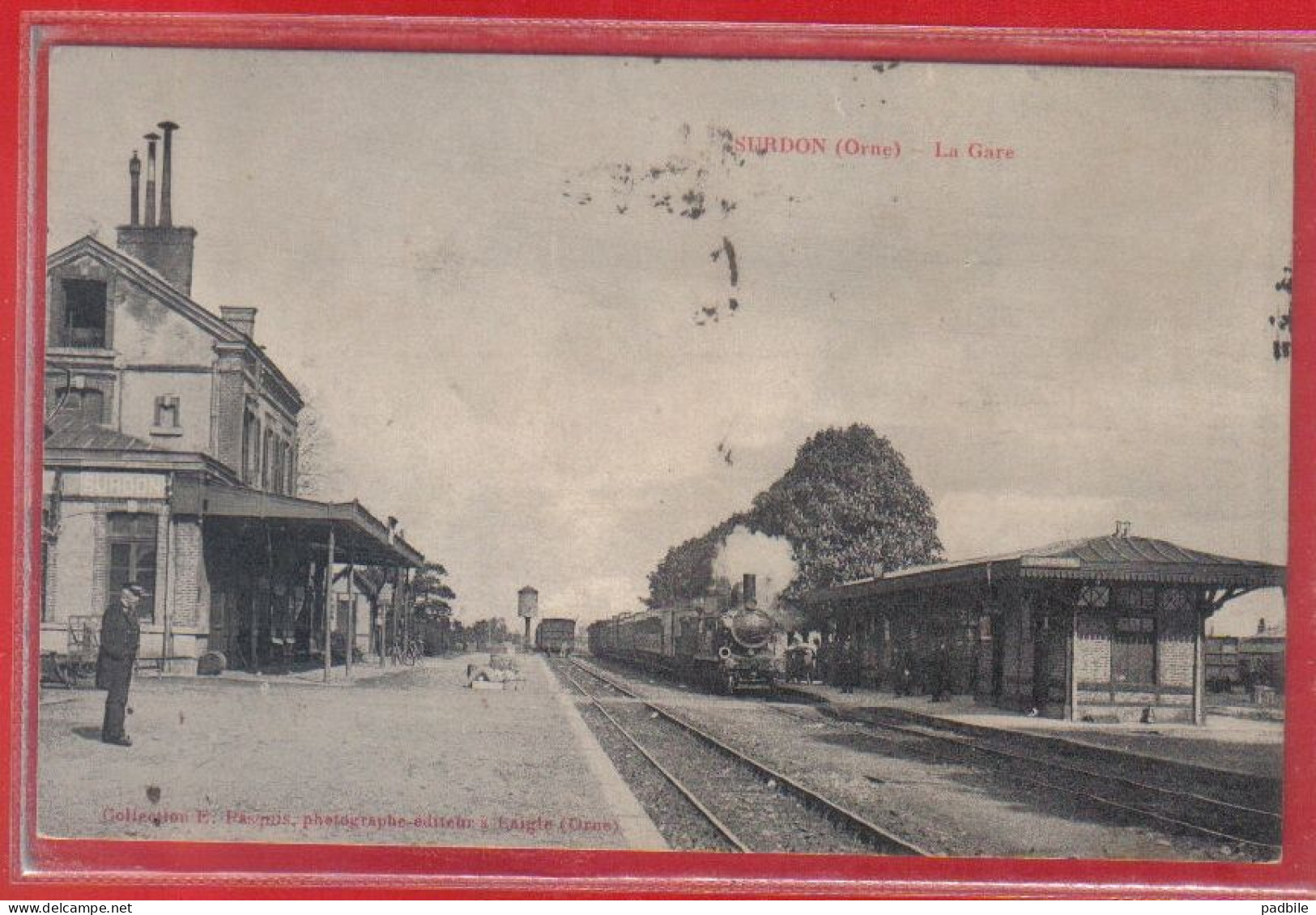 Carte Postale 61. Surdon La Gare  Train Vapeur    Très Beau Plan - Autres & Non Classés