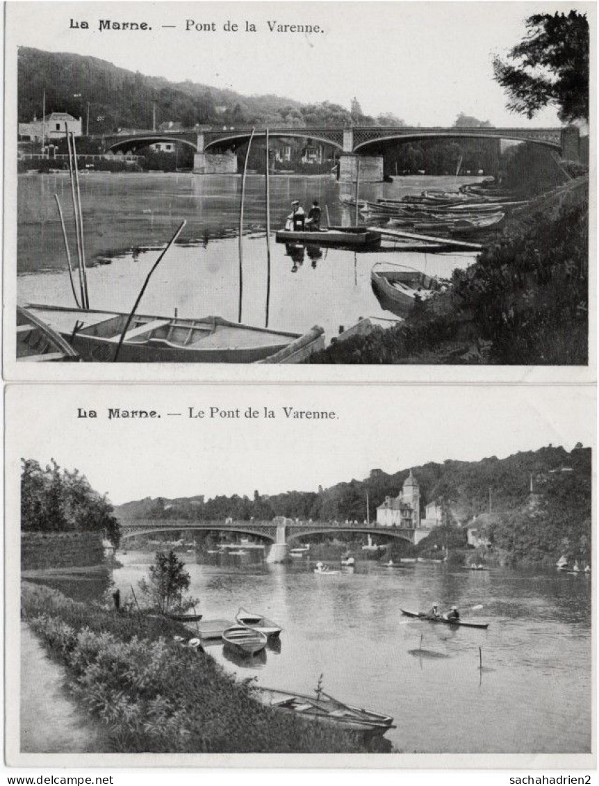 94. LA MARNE. Le Pont De La Varenne. 2 Cartes - Other & Unclassified