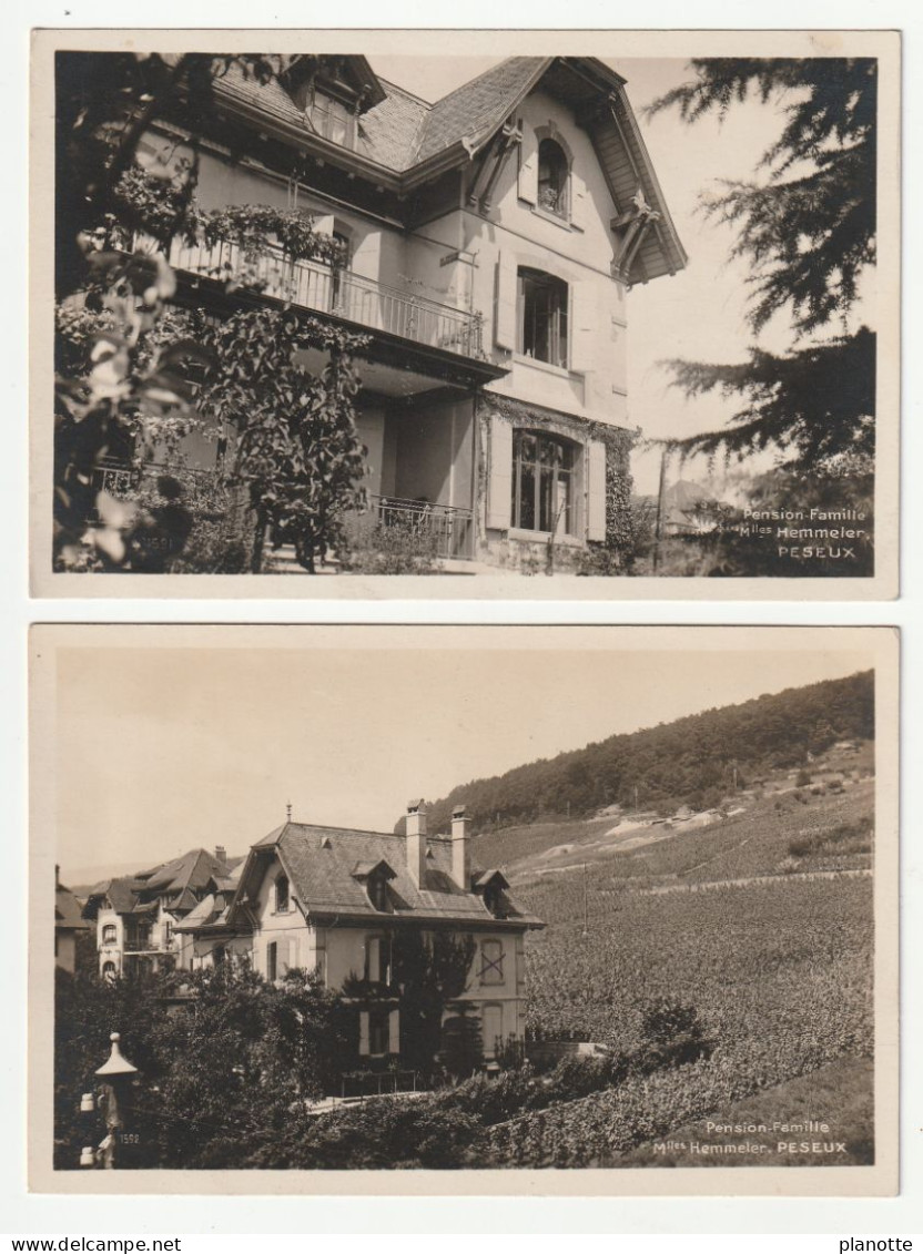 PESEUX - 2 Belles Cartes Photographique 1927 - Pension Famille Mlles Hemmler - Peseux