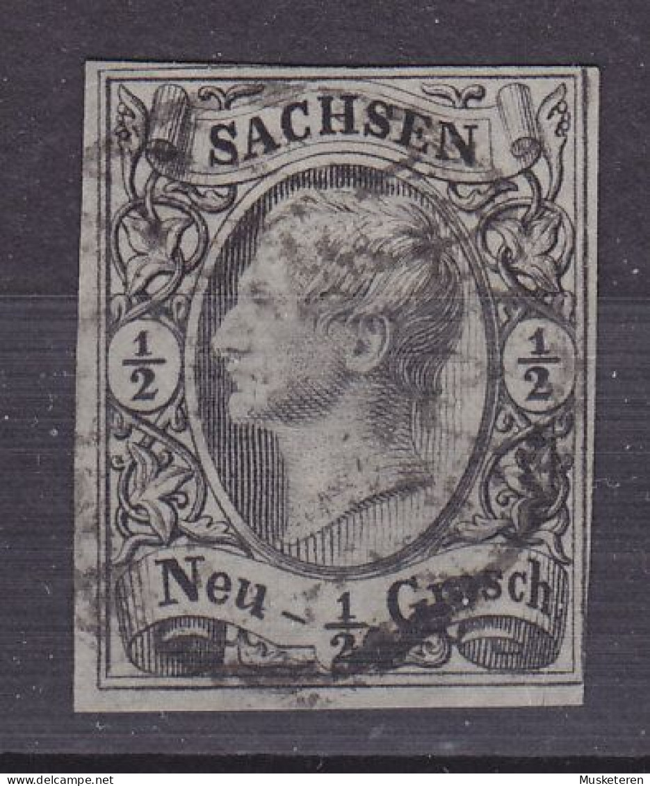 Sachsen 1859 Mi. 8 II, ½ Ngr. König Johann I. Type II. (2 Scans) - Usados